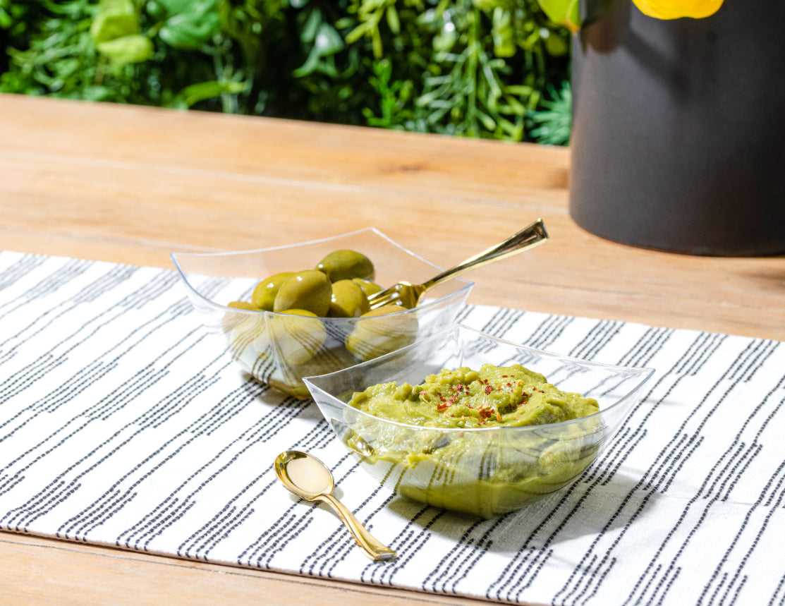 4-Pack Square Fancy Clear Serving Bowls - Elegant Glass Salad Bowls for Parties, Entertaining & Home Decor - Perfect for Fruit, Desserts, Snacks & Table Centerpieces