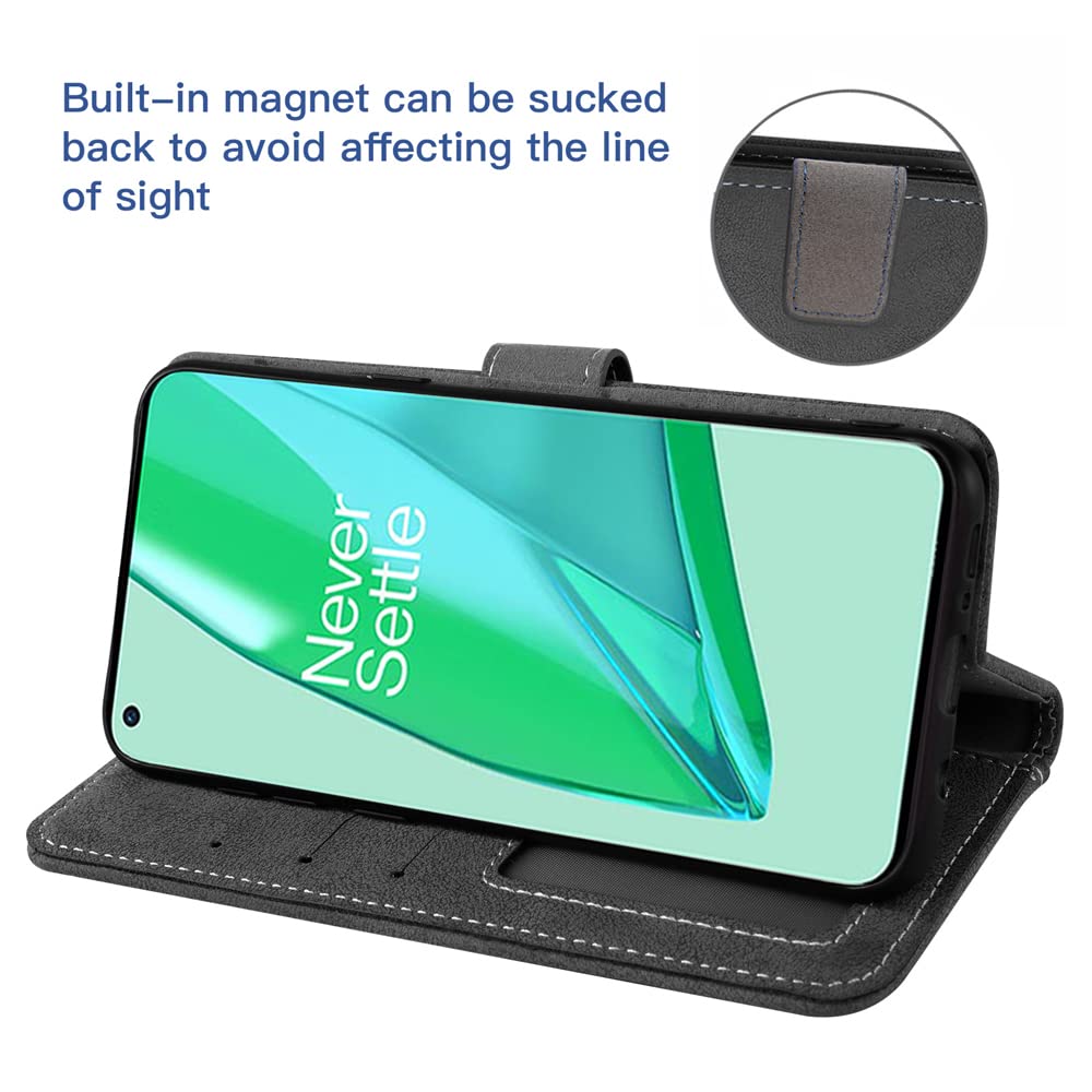 **Asuwish OnePlus 9 Pro 5G Wallet Case with Card Holder & Stand | Tempered Glass Screen Protector | Flip Cover Phone Case for Women & Men (Black) – Perfect for Work, Travel, and Everyday Use**