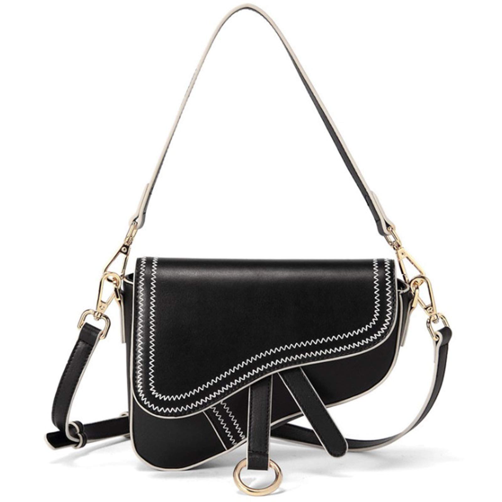 Vintage Stitching Women's Mini Saddle Bag Crossbody Purse with Adjustable Shoulder Strap - Perfect for Casual Outings, Travel & Everyday Use