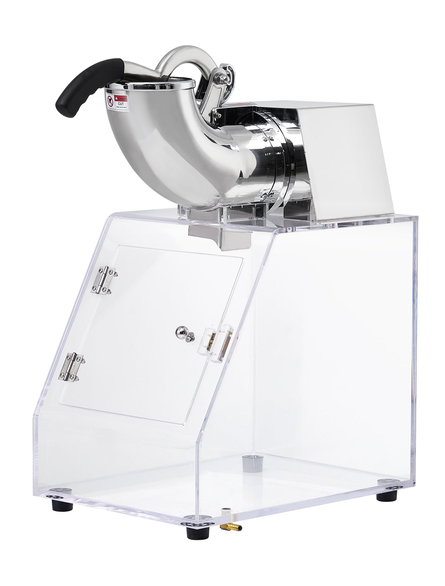 350W Commercial Ice Crusher Machine with Acrylic Case & Stainless Steel Dual Blades - Heavy Duty Safety Switch for Home Bars, Restaurants, and Smoothie Shops - Perfect for Cocktails, Slushies, and Frozen Drinks