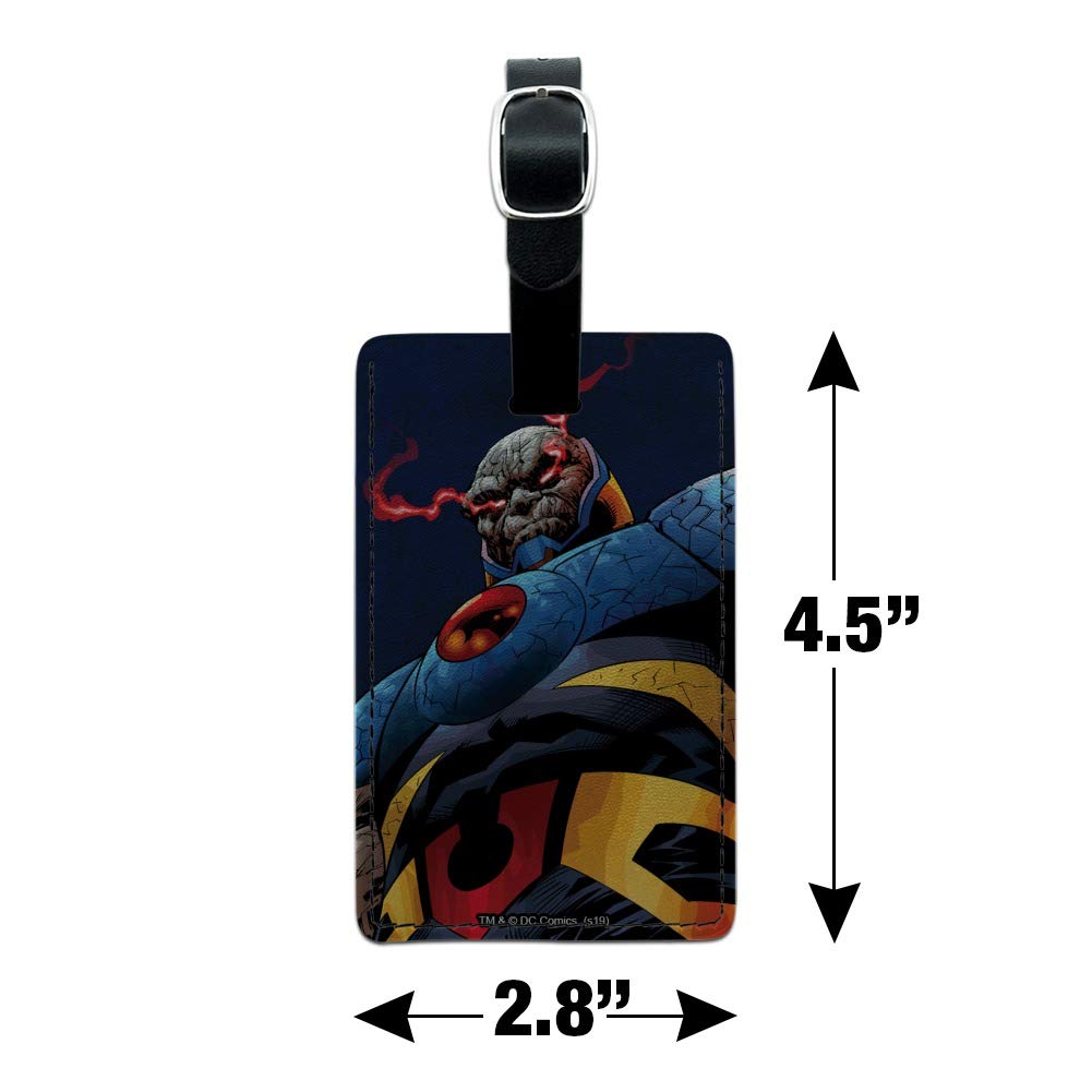 Superman Darkseid Character Rectangle Leather Luggage Tag - Durable Carry-On ID Tag for Suitcases, Backpacks & Travel Bags - Perfect for Business Trips, Vacations & Cosplay Events