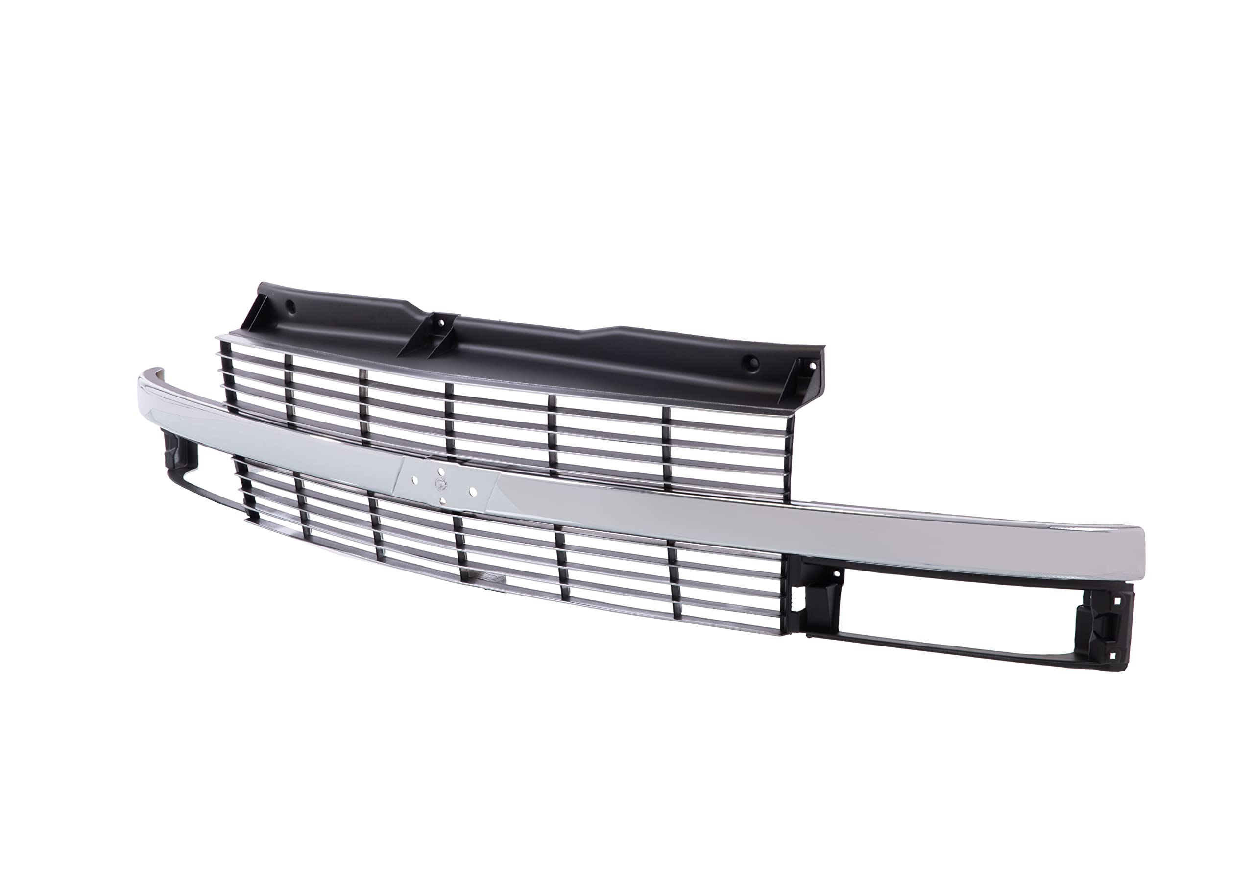 Chrome Center Bar Front Grille with Silver Gray Shell for 1995-2005 Chevy Astro Van | Replacement Part 15760162 GM1200371 | Perfect Fit for Restoration & Custom Upgrades