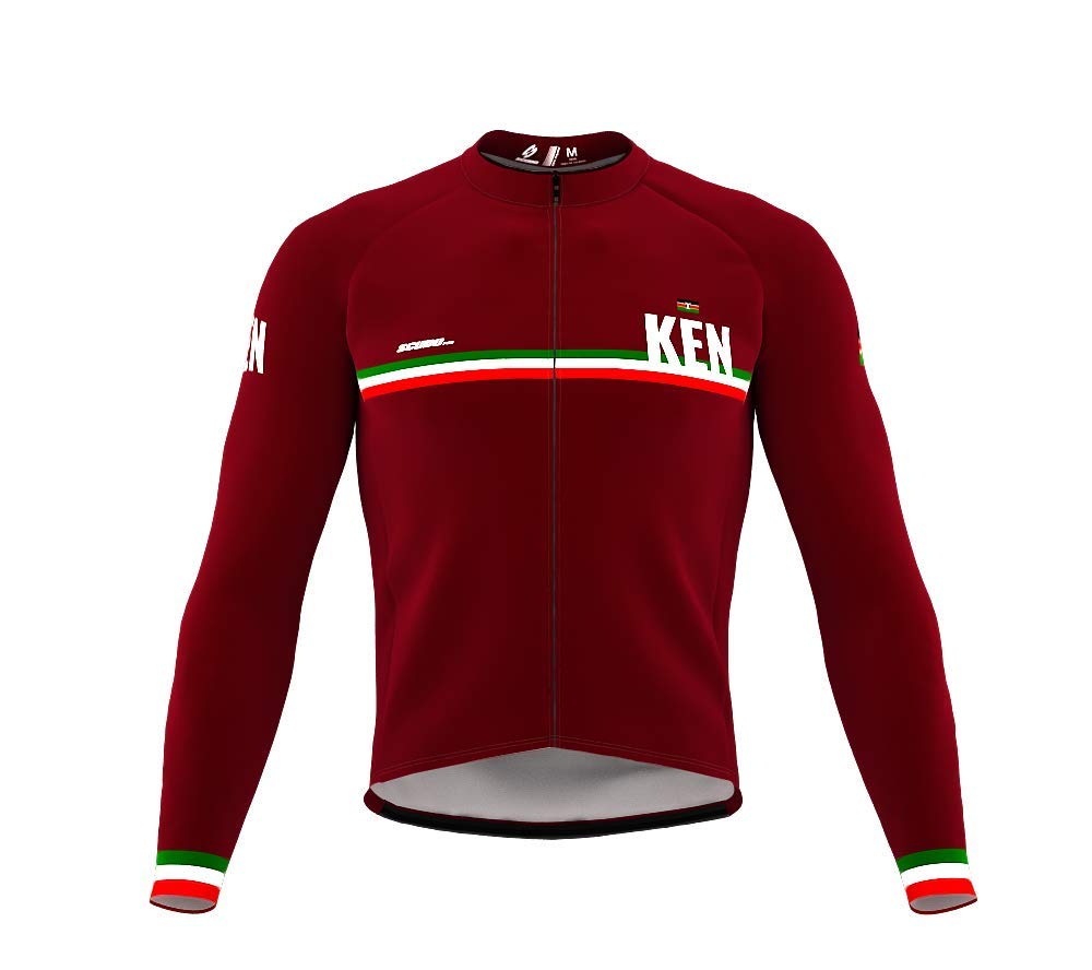 ScudoPro Pro Thermal Long Sleeve Cycling Jersey for Men - Winter Bike Riding, Cold Weather Training, Outdoor Sports - Kenya Country Design