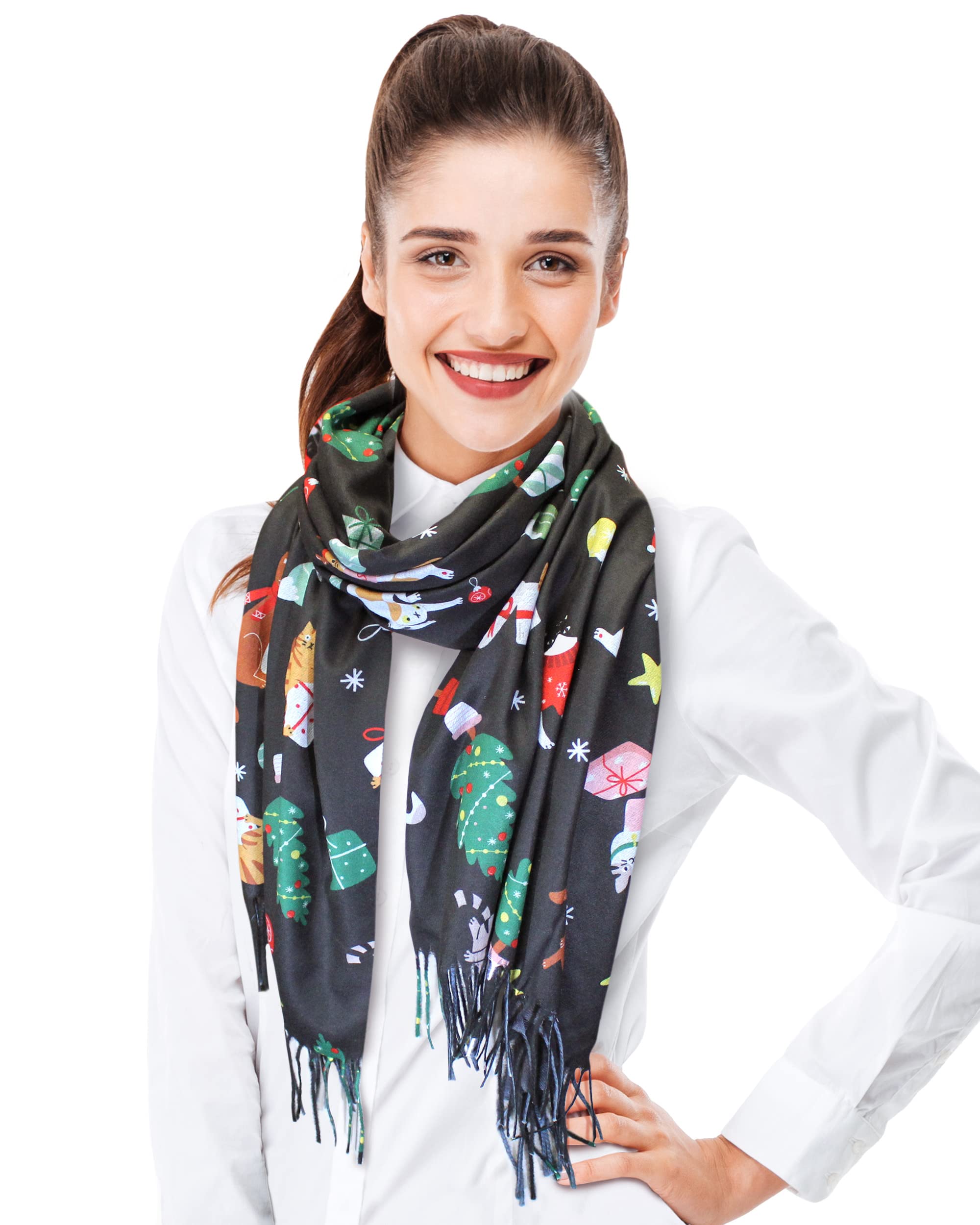 CBC Crown Christmas Dog Cat Scarf - Soft 25x75 Shawl for Pet Lovers