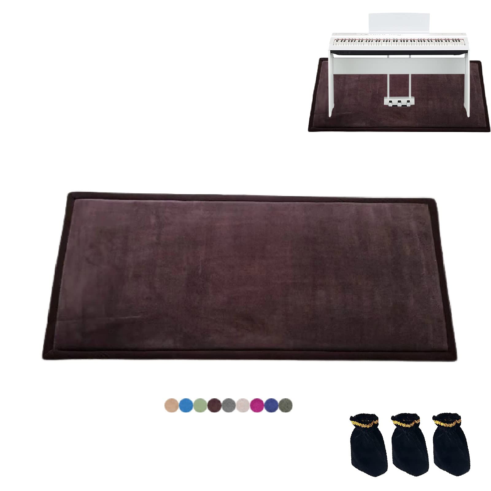 Premium Soundproof Piano Rug - Thick Noise Reducing Carpet with 3 Pedal Covers | Acoustic Floor Mat for Piano Protection & Sound Dampening | Ideal for Home Studios, Music Rooms & Apartments