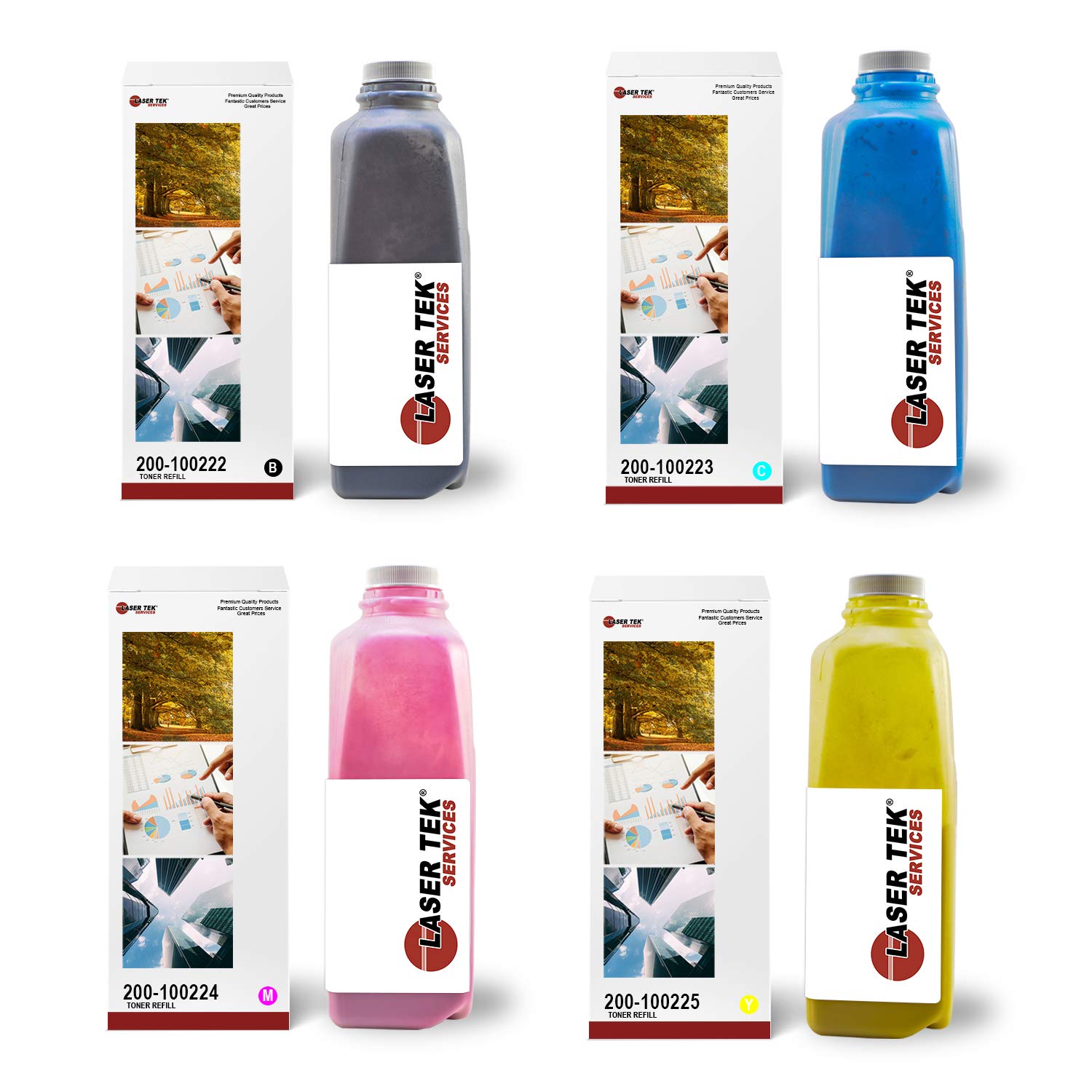Laser Tek Compatible Toner Refill Kit for Xante 502 Printers - Black, Cyan, Magenta, Yellow (4 Pack) | Works with Xante Ilumina Glossy 502 & Models 200-100222, 200-100223, 200-100224, 200-100225 | Ideal for Office Printing, Photo Labs & High-Quality Graphic Projects