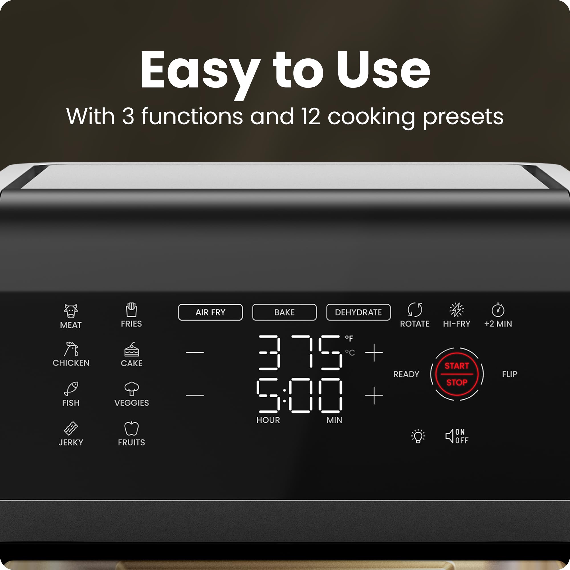 Chefman 12-Quart 6-in-1 Air Fryer Oven with Digital Timer & Touchscreen - Large Family Size Countertop Convection Oven, 12 Presets, Dishwasher-Safe Parts - Perfect for Healthy Cooking, Meal Prep & Family Gatherings