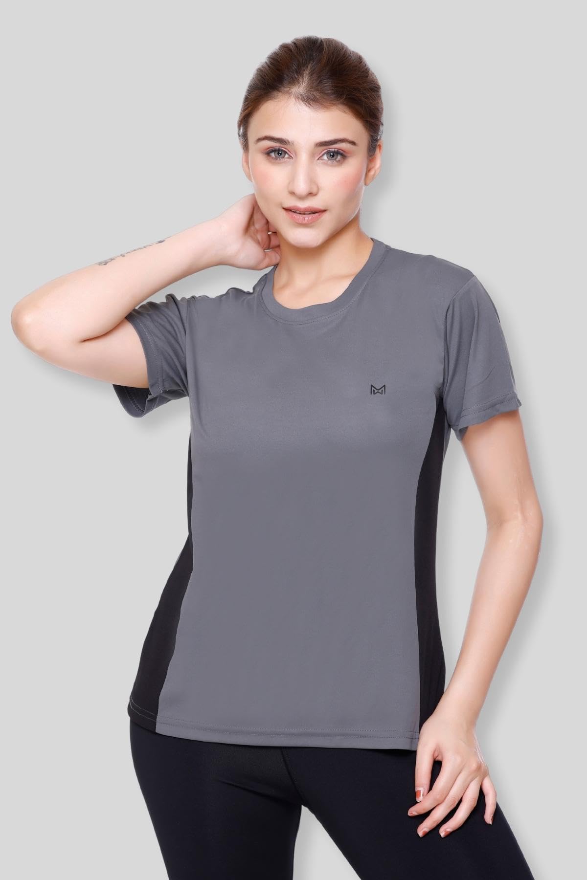 White Moon Women's Dry Fit Polyester Round Neck Half Sleeve Gym T-Shirt - Breathable Workout Top for Gym, Running, Cycling & Yoga | Moisture Wicking & Stretchable Activewear (Pack of 1) | Perfect for Fitness, Training & Outdoor Sports