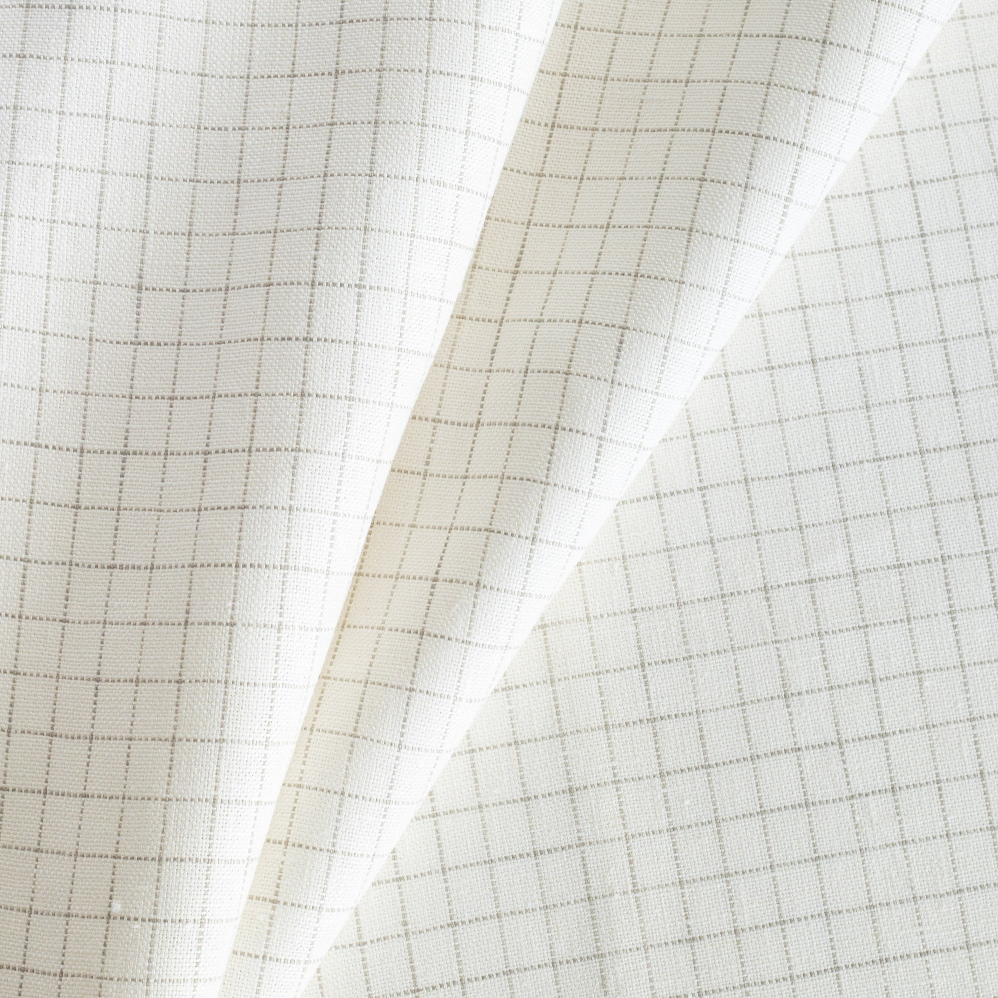 Premium Windowpane Linen Fabric - Natural Stone Color - Perfect for Curtains, Table Runners & Home Decor Projects