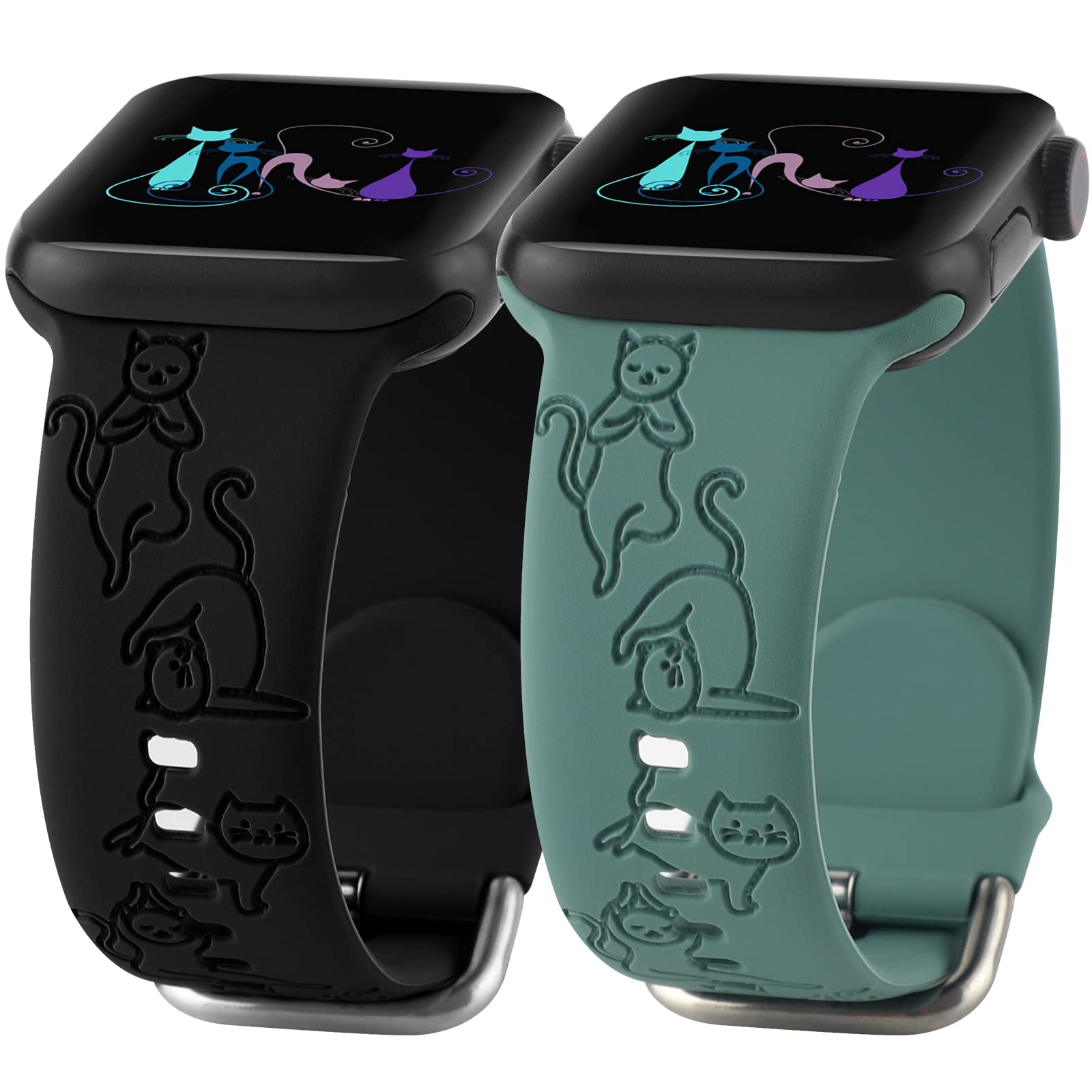 Personalized Laser Engraved Apple Watch Bands 38mm 40mm 41mm - Soft Silicone Sport Strap for Women & Men - Compatible with iWatch Series SE/7/6/5/4/3/2/1 - Perfect for Workouts, Daily Wear & Gift Giving