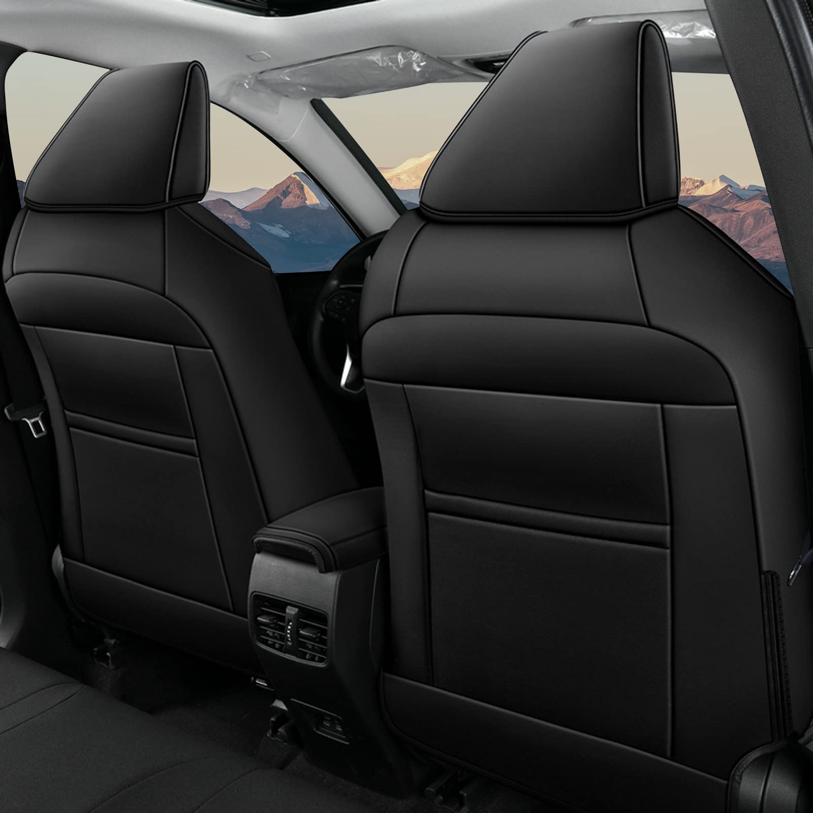 AOMSAZTO Custom Fit Leather Seat Covers for Toyota Corolla 2020 2021 2022 (L, LE) - Full Set Black Car Seat Protectors | Premium Interior Upgrade for Daily Commute & Road Trips