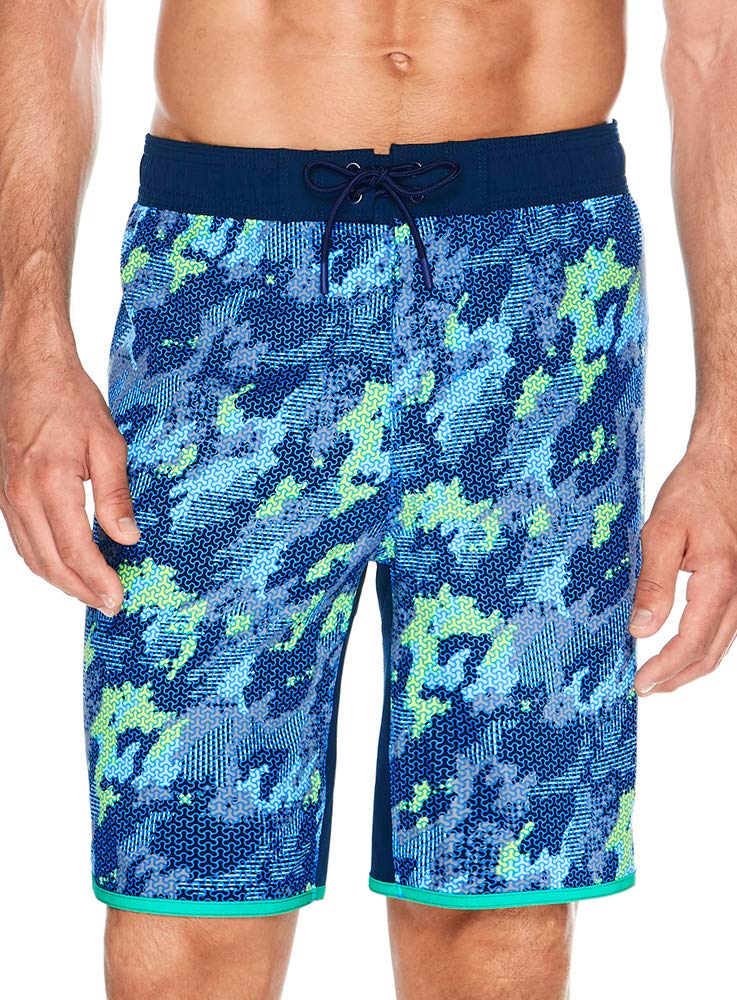 **Reebok Men's Jacquard Swim Board Shorts - Quick-Dry, Comfortable Swim Trunks for Beach, Pool & Surfing - Blue, Medium**
