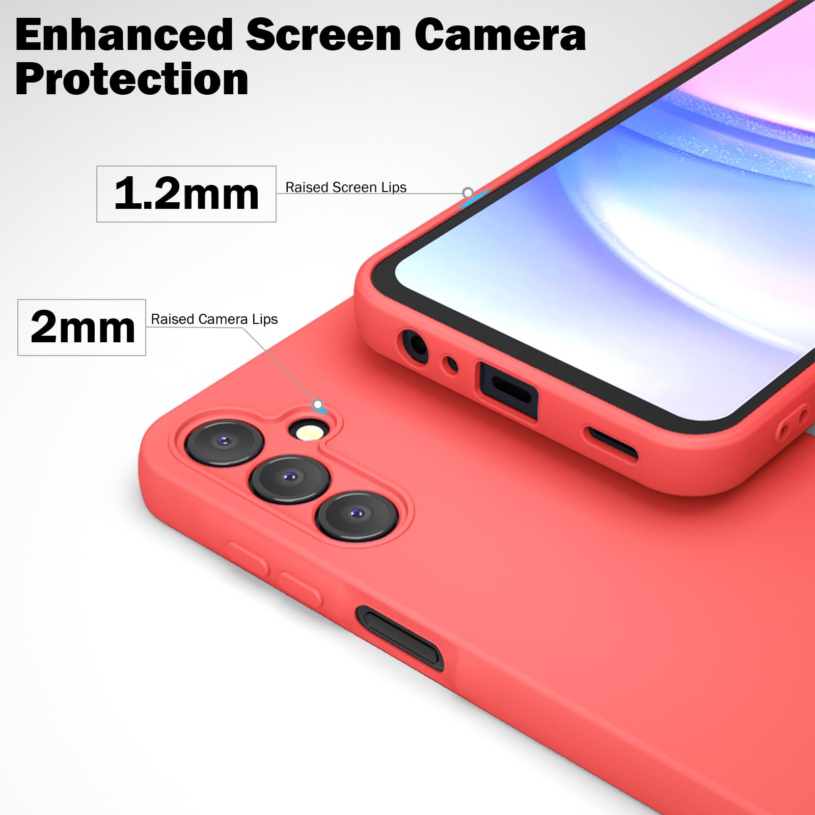 Giolus Slim Shockproof Case for Samsung Galaxy A35 5G with 2 Pack Screen Protector - Soft Anti-Scratch TPU Silicone Cover with Microfiber Lining | Perfect for Daily Protection & Outdoor Activities (Red)