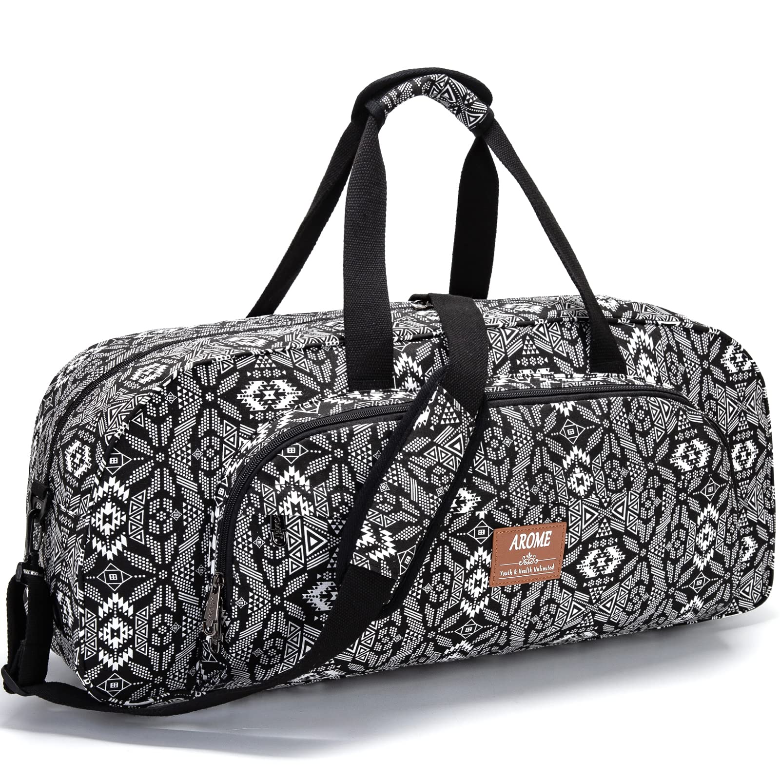 Premium Yoga Mat Bag for Women & Men - Large Canvas Tote with Wet Pocket & Adjustable Shoulder Strap - Fits 1/4