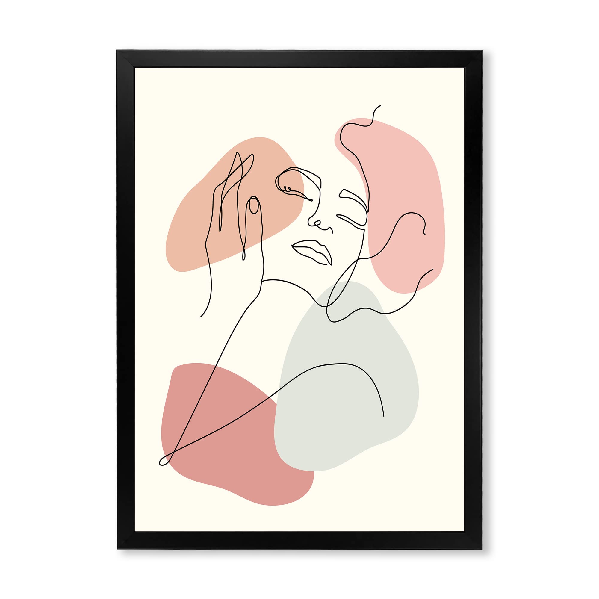 Modern Framed Wall Art - Continuous Line Portrait of Woman | Elegant Home Decor for Living Room, Bedroom & Office | Unique Abstract Line Drawing
