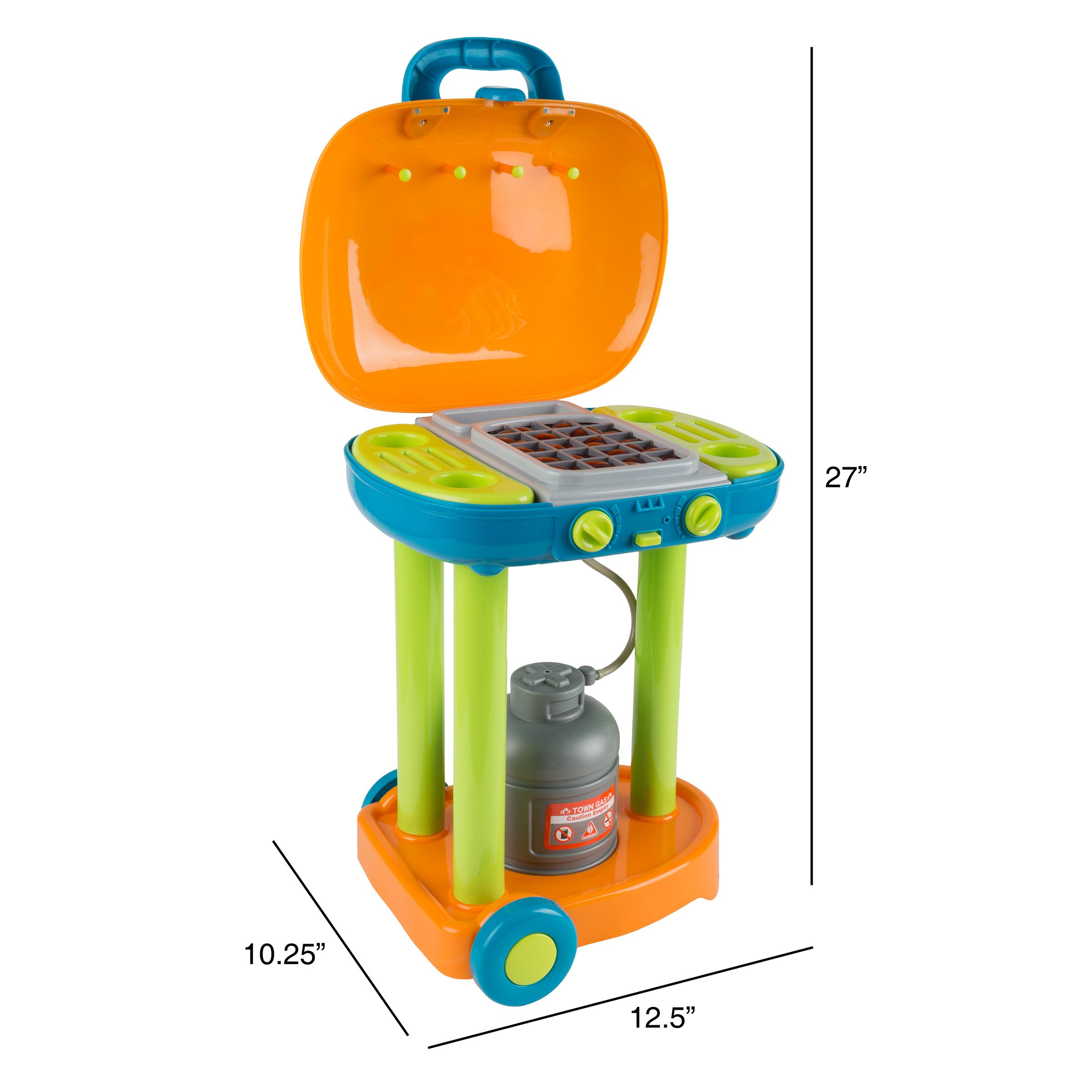 Hey! Play! Interactive BBQ Grill Toy Set with Lights, Sounds & Wheels - Realistic Play Kitchen Accessories & Toy Food for Kids - Perfect for Pretend Play, Outdoor Picnics & Birthday Gifts