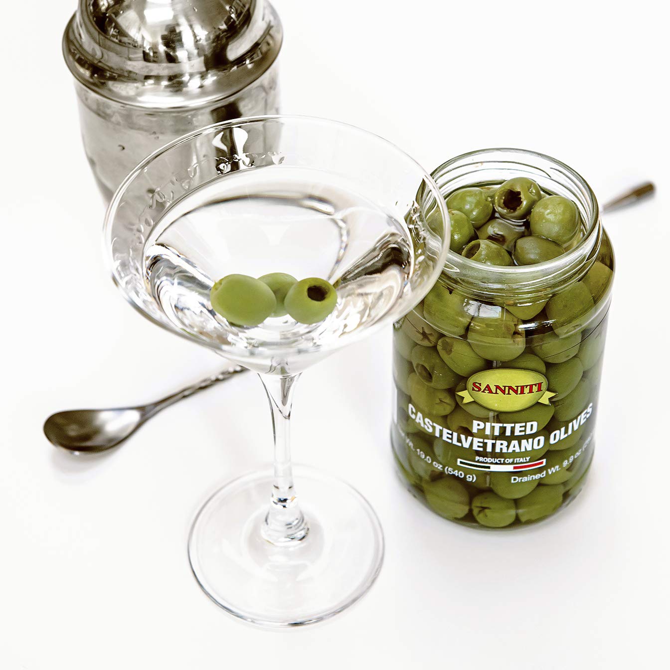 Sanniti Pitted Castelvetrano Olives - 19 Ounce Jar | Premium Italian Green Olives | Perfect for Salads, Charcuterie Boards & Mediterranean Recipes