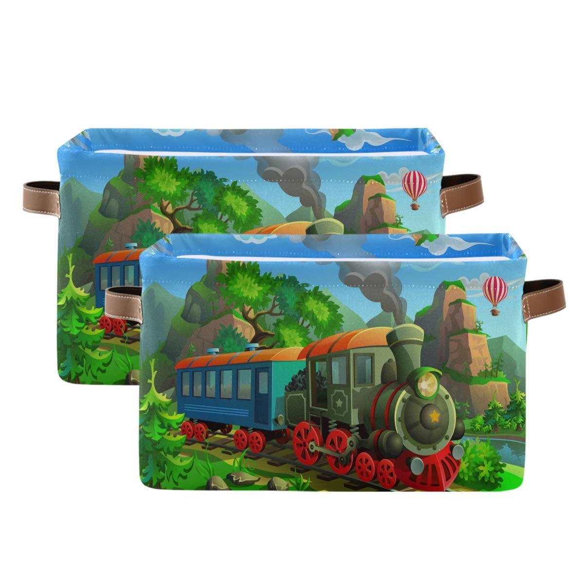 AUUXVA Collapsible Fabric Storage Bins with Handles - 2 Pack Rectangle Storage Boxes for Closet, Nursery, Home Office & Shelf Organization | Perfect for Kids' Toys, Blankets & Home Decor