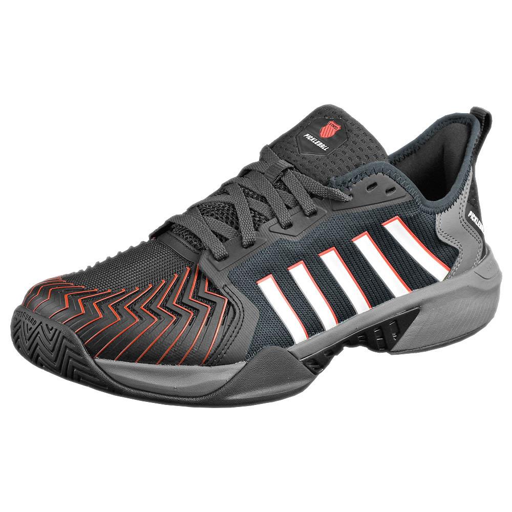K Swiss Men's Pickleball Supreme Shoes - Lightweight Performance Court Sneakers for Pickleball & Tennis - Jet Black/Steel Grey - Perfect for Competitive Play & Casual Wear