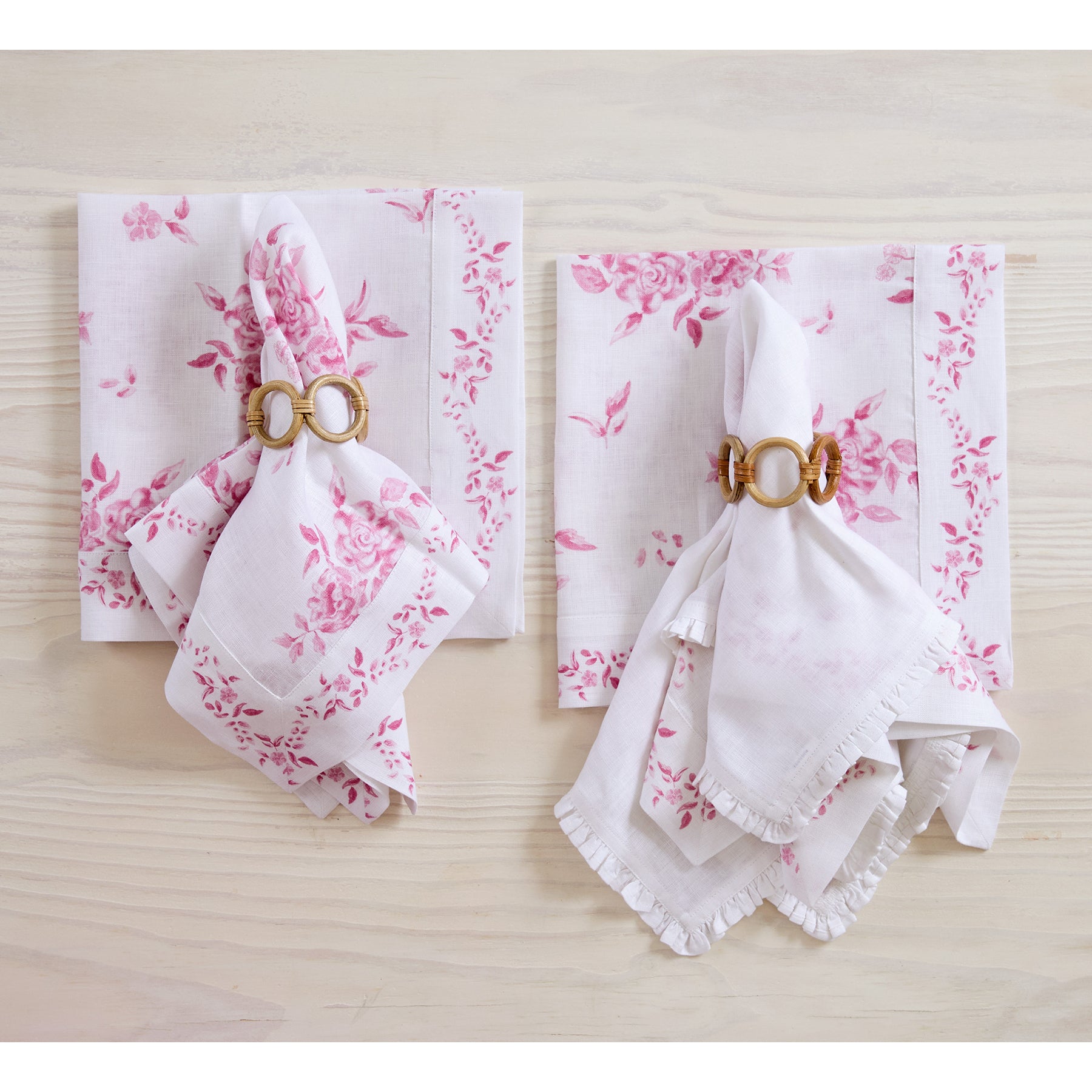 Jolie Fleur Floral Printed Napkins - Set of 4 Premium Cotton Dinner Napkins for Elegant Dining & Party Decor