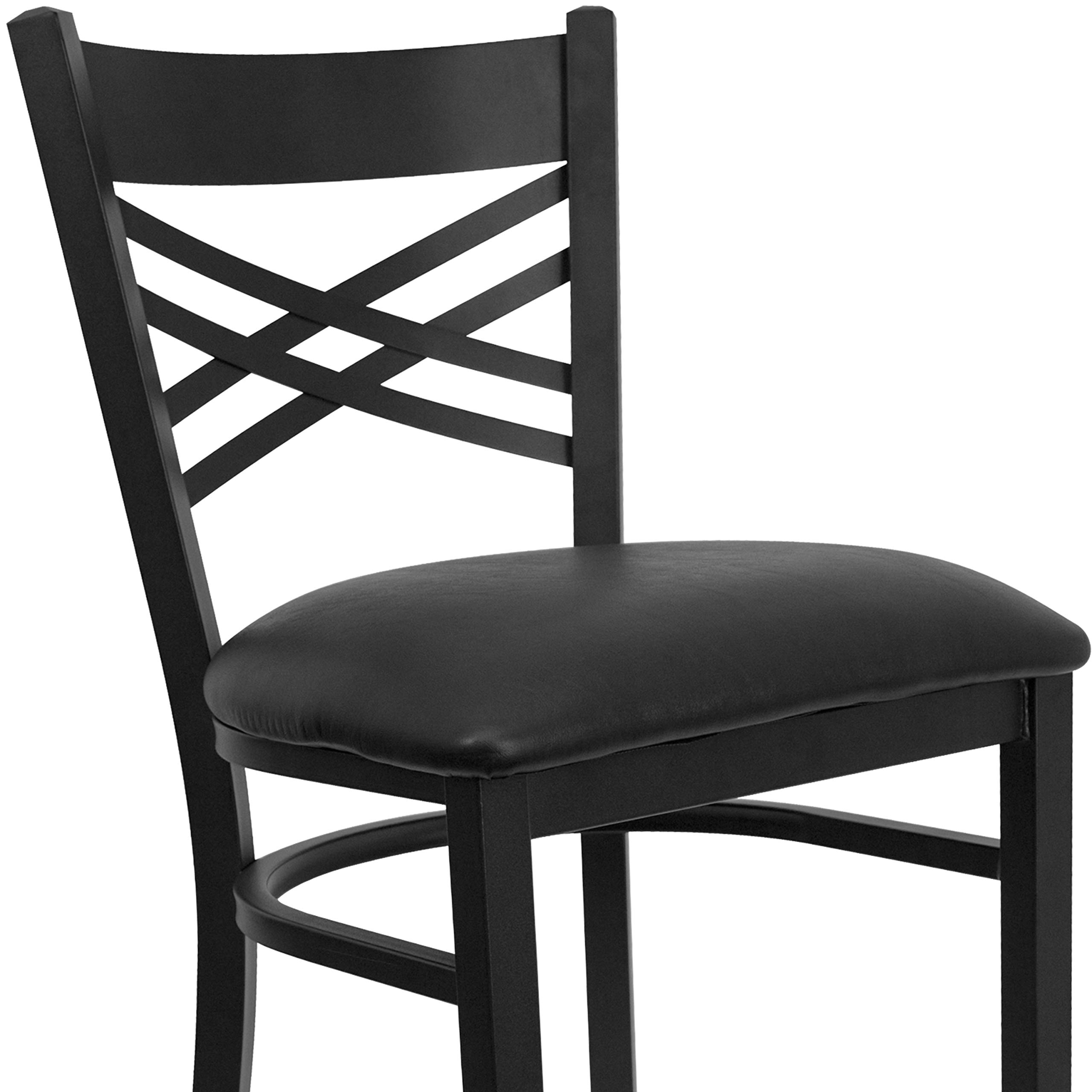 Emma & Oliver Black Metal X Back Bar Stool with Vinyl Seat - Modern Kitchen & Bar Counter Stool for Home, Restaurant, and Cafe Use