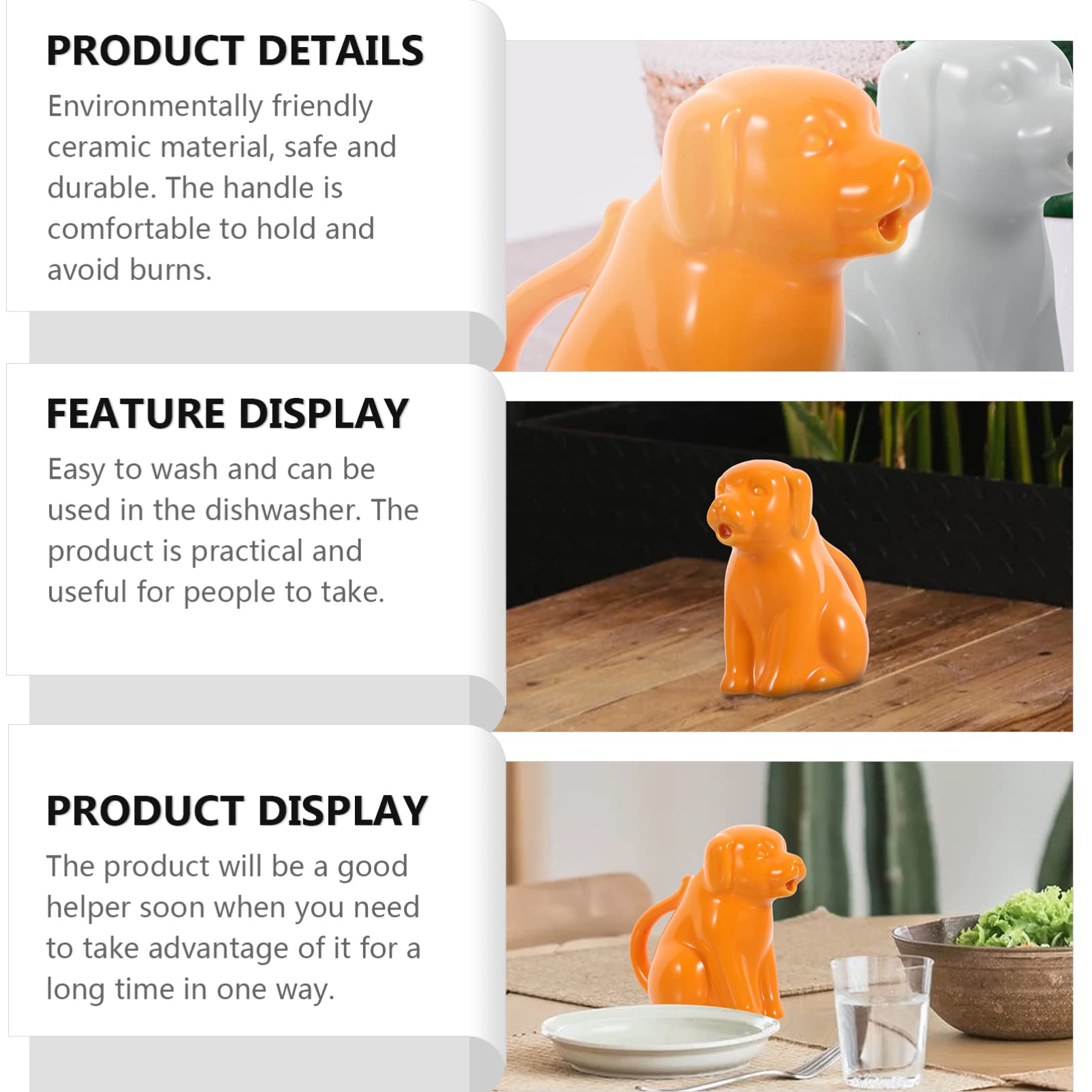 Ceramic Dog-Shaped Creamer Pitcher - 40ML Coffee Milk Creamer & Gravy Boat - Novelty Kitchen Serving Pitcher for Home, Cafe, or Restaurant - Orange