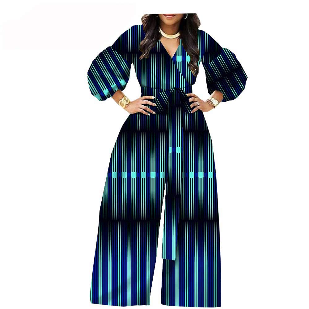 African Print Jumpsuit for Women - Plus Size Cotton Ankara Jumpsuit with Lantern Sleeves & Wide Leg | Perfect for Beach Vacations, Summer Parties and Cultural Events