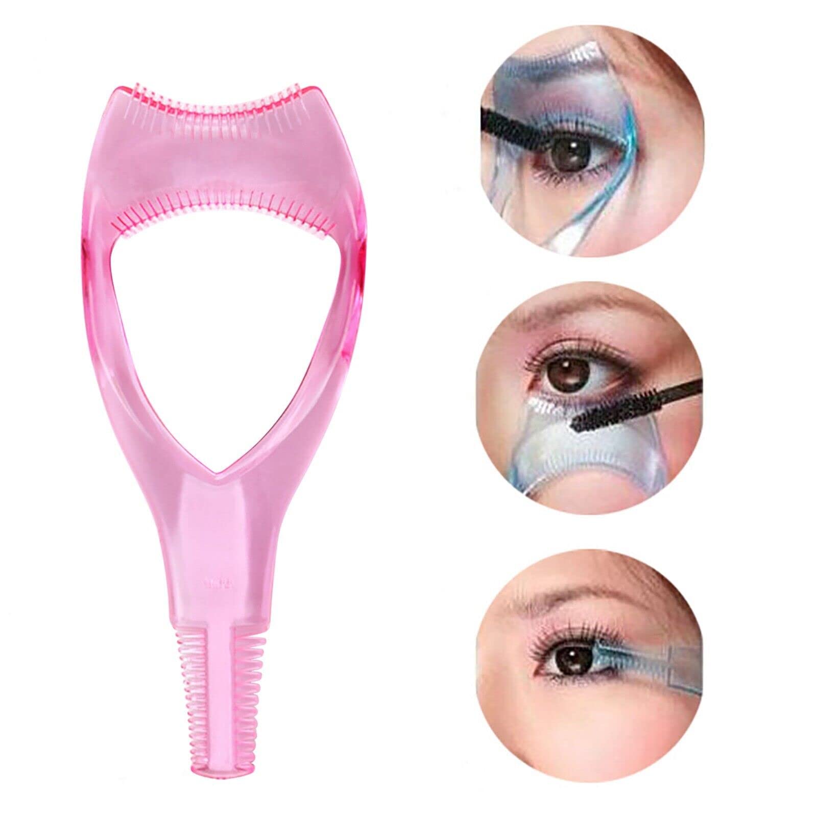 Salon Ultimate 3-in-1 Mascara Applicator Tool - Eyelash Shield & Comb Brush for Easy Upper & Lower Lash Application - Perfect for Women & Girls (Pink) | Ideal for Professional Makeup & At-Home Beauty Routines
