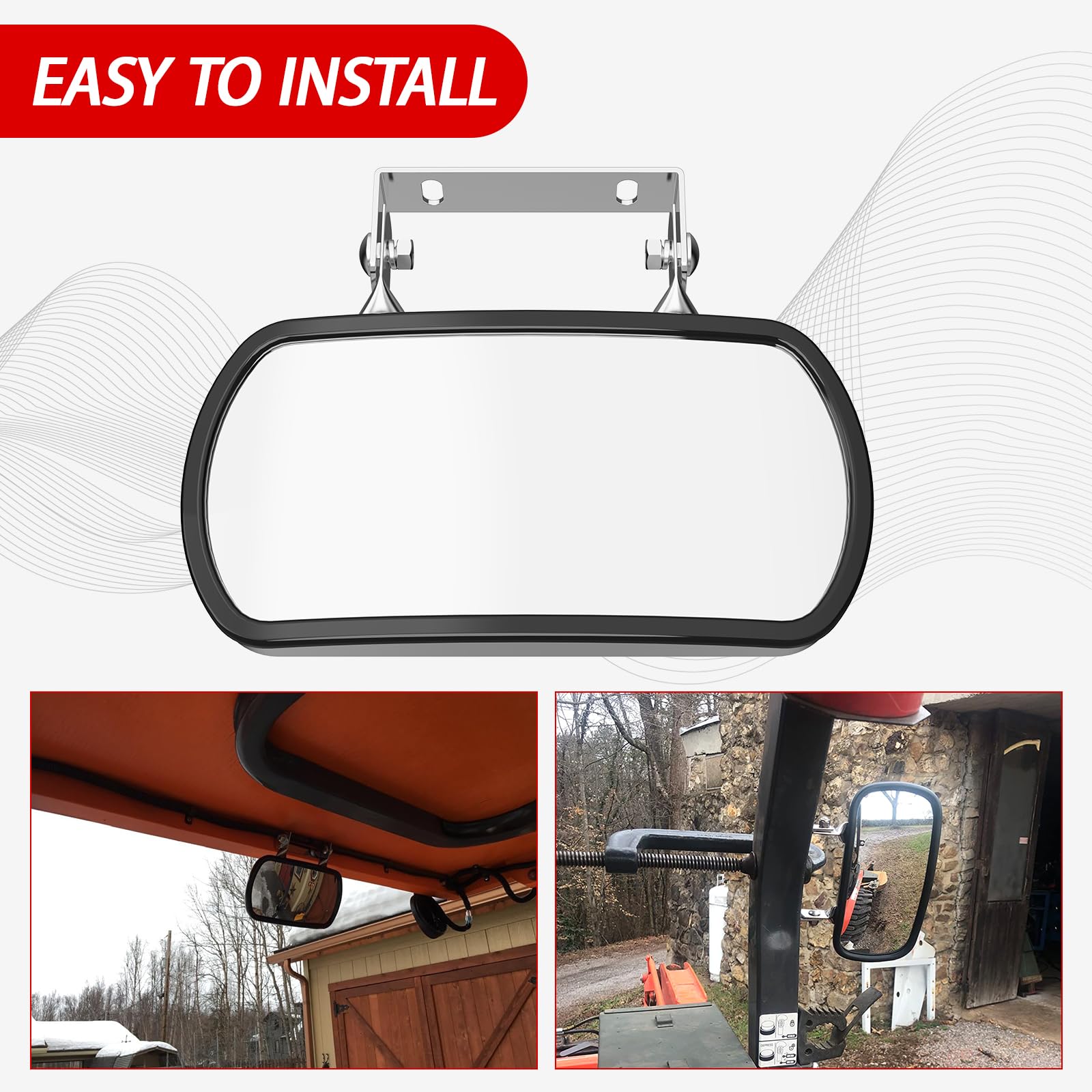 Stainless Steel Tractor Mirror - Rearview & Side Convex Mirror for Tractors, Forklifts, Trucks, Boats - Fits John Deere, Kubota & More - Vibration-Proof with U-Bracket & Screw Fixing - Perfect for Farm Equipment, Construction Vehicles & Marine Use