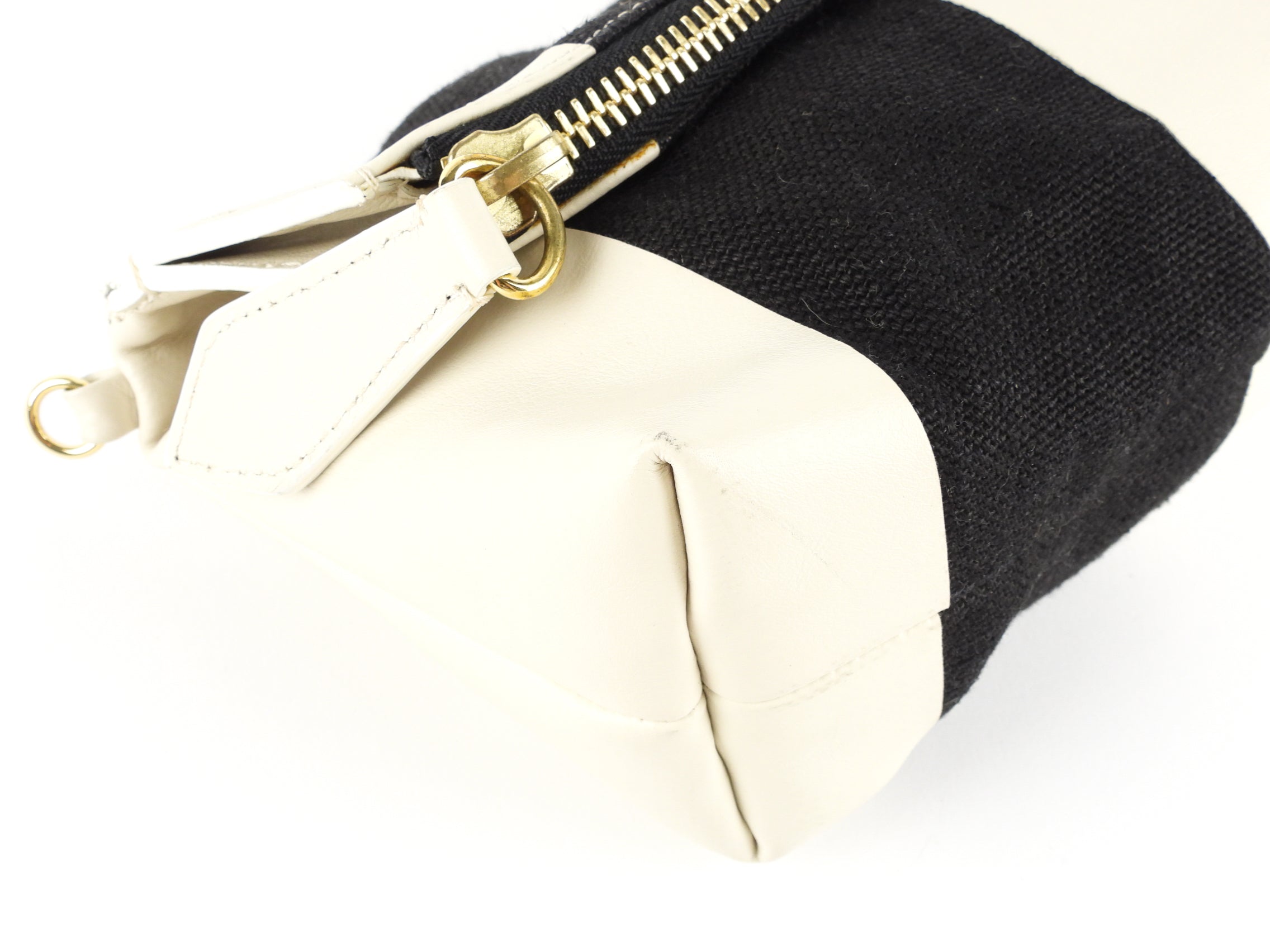 Burberry Prorsum Black & White Striped Coated Canvas Zip Pouch with Adjustable Strap - Luxury Crossbody Bag for Women, Perfect for Travel & Everyday Essentials