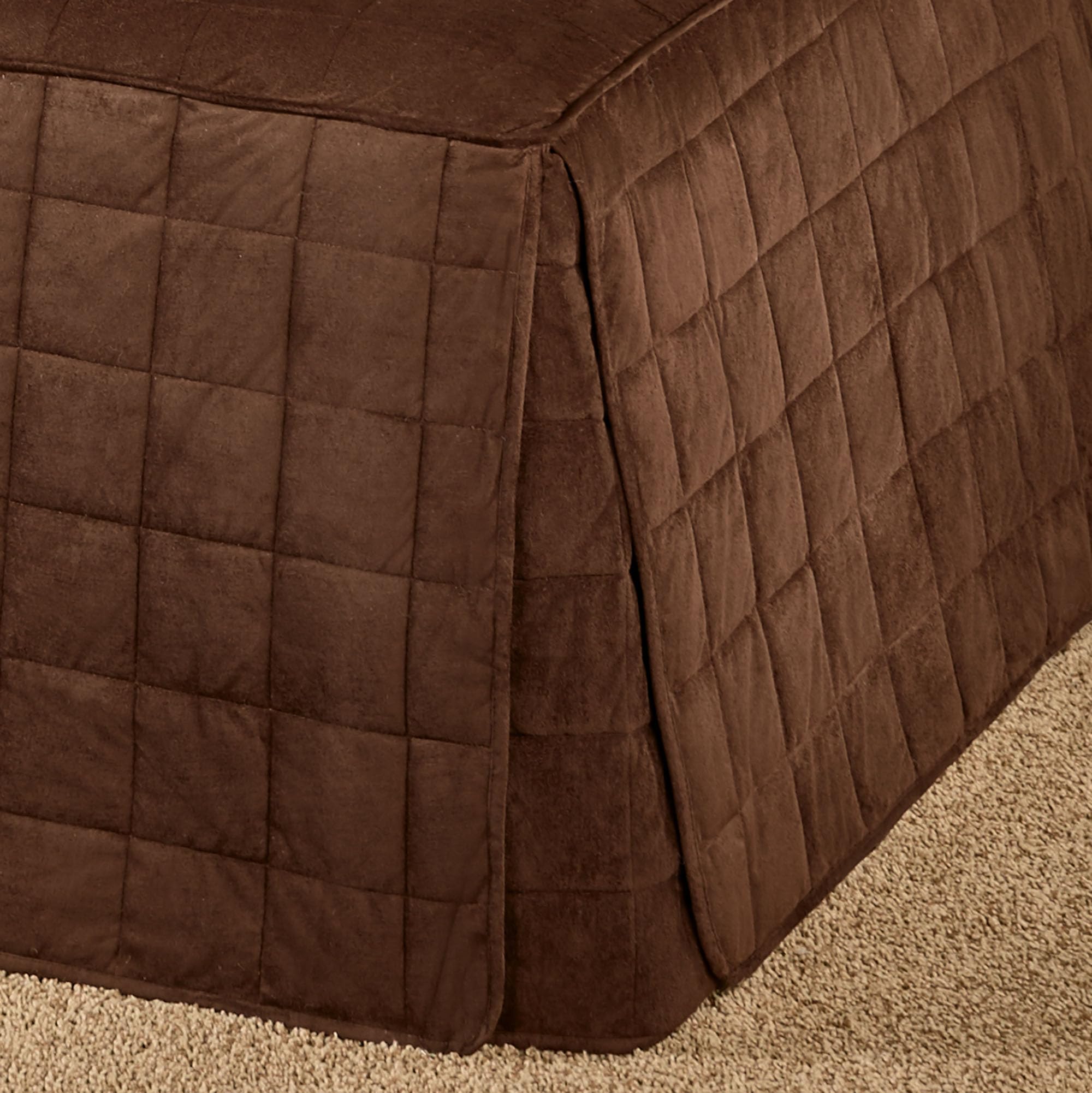 Luxury Camden Bedding Set - Chocolate Brown Faux Suede Quilted Hollywood Daybed Cover with Bolster Shams & Pillows | 5-Piece Bedroom Decor for Guest Rooms, Dormitories & Small Spaces