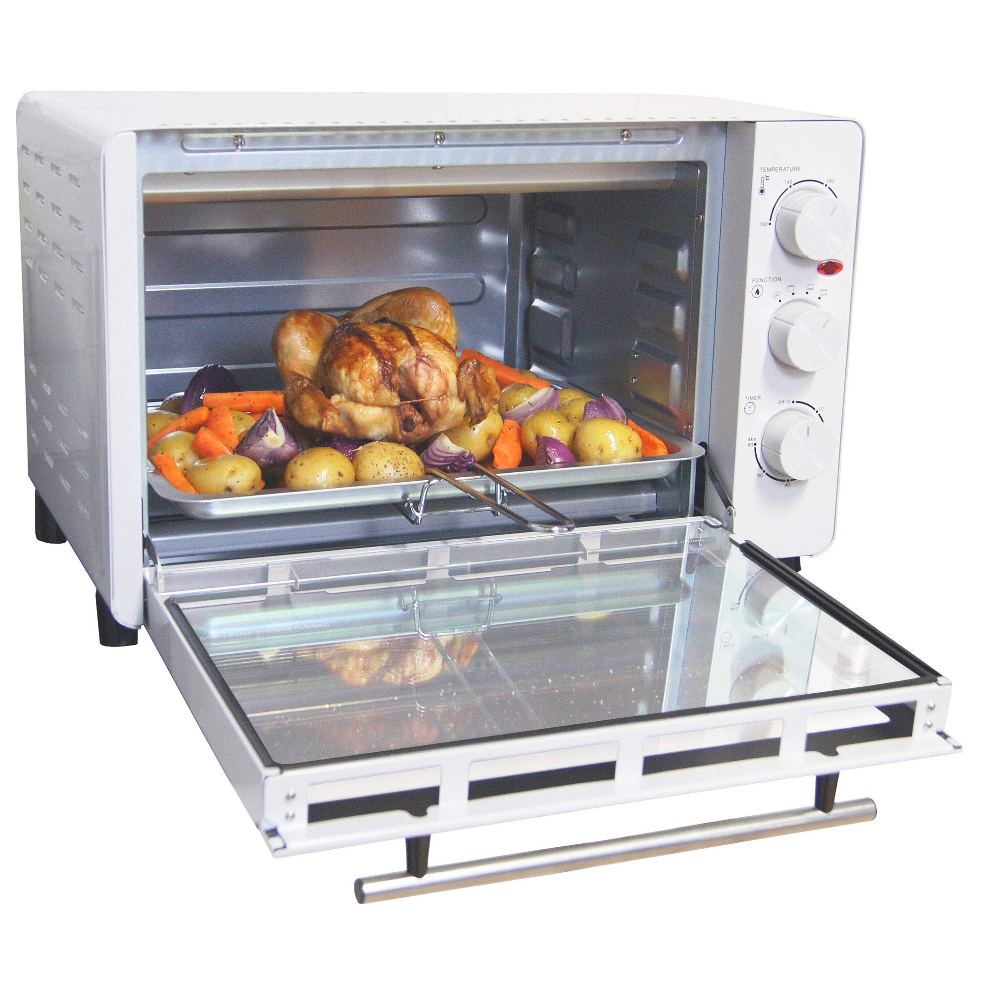 Igenix IG7131 30L Mini Countertop Oven - Electric Cooker & Grill for Roasting, Baking, Grilling, Reheating - Includes Aluminum Baking Tray - White - Perfect for Small Kitchens, Dorms, Apartments & Quick Meals