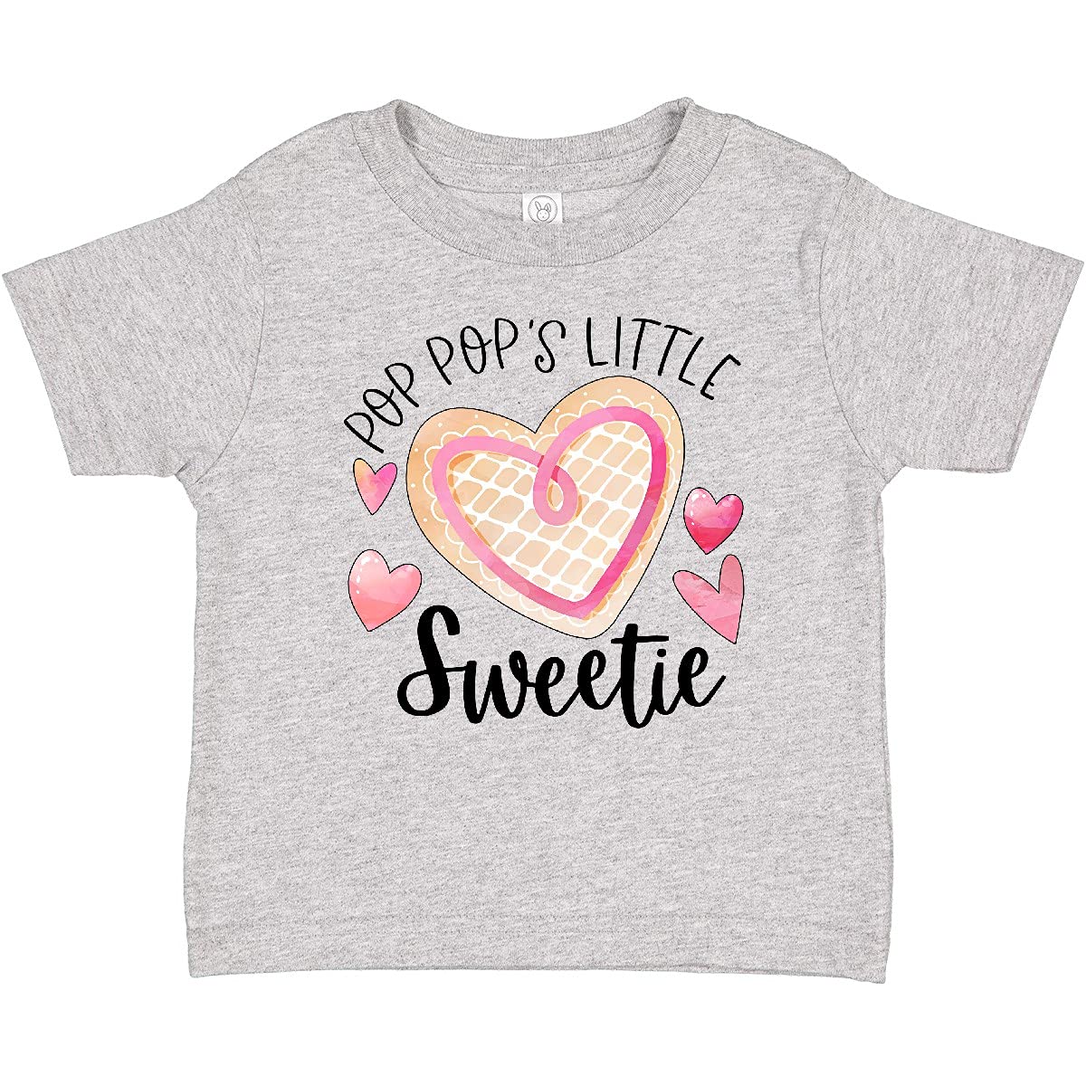 Inktastic Pop Pop's Little Sweetie Pink Heart Cookie Baby T-Shirt - Cute Outfit for Grandparents Day, Family Photos & Special Occasions