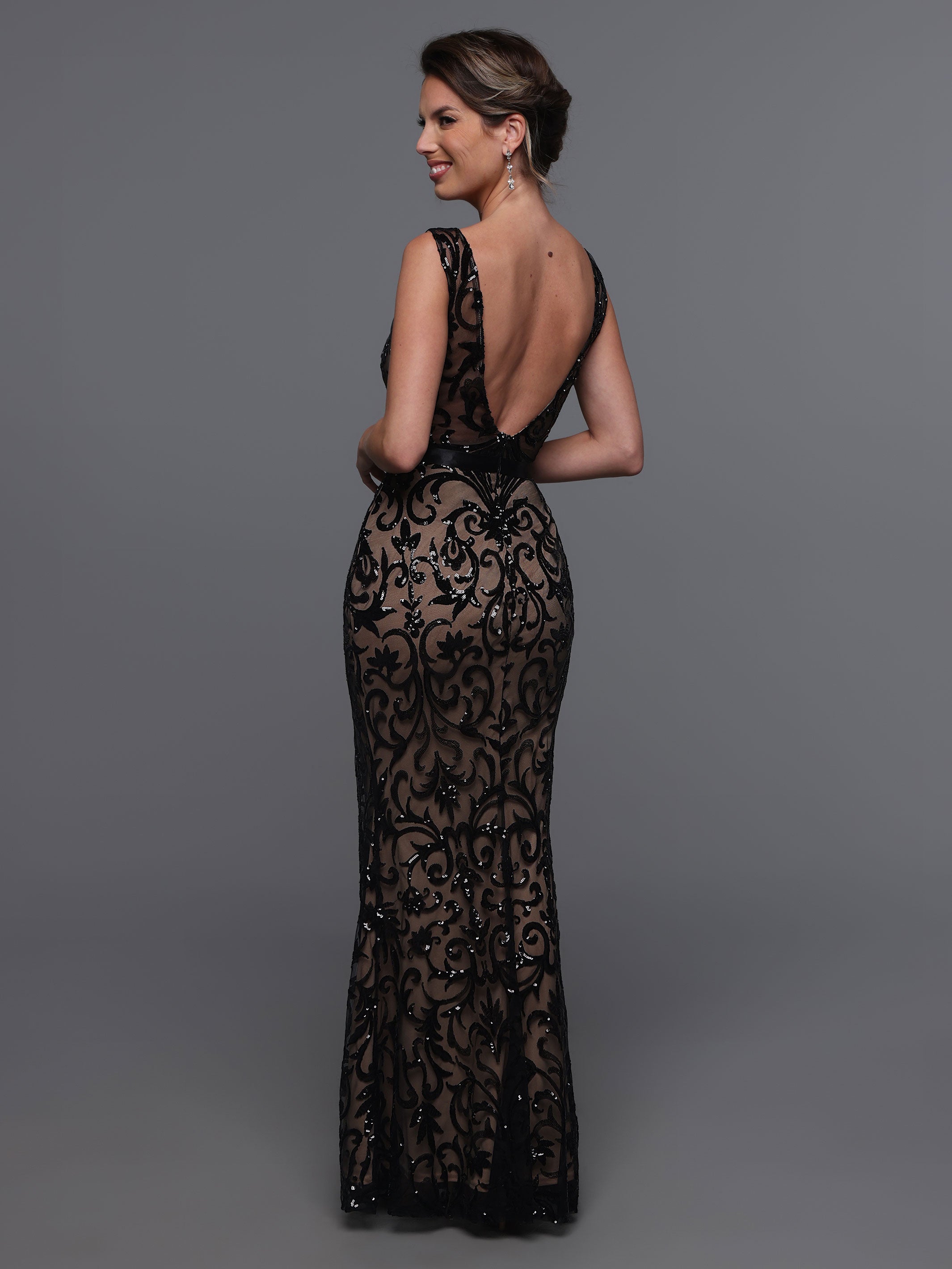 Elegant 80091 Fit and Flare Sequin Bridesmaid Dress with Bateau Neckline & Sash - Perfect for Weddings, Prom, and Formal Events