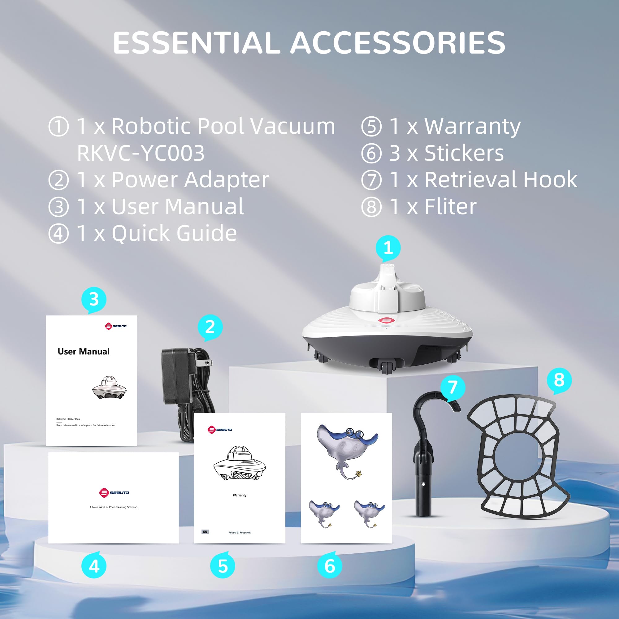 Cordless Robotic Pool Cleaner - Automatic Self-Docking Underwater Vacuum with Strong Suction for Above Ground & In-Ground Pools | Top Handle Design in White | Perfect for Weekly Pool Maintenance & Debris Removal
