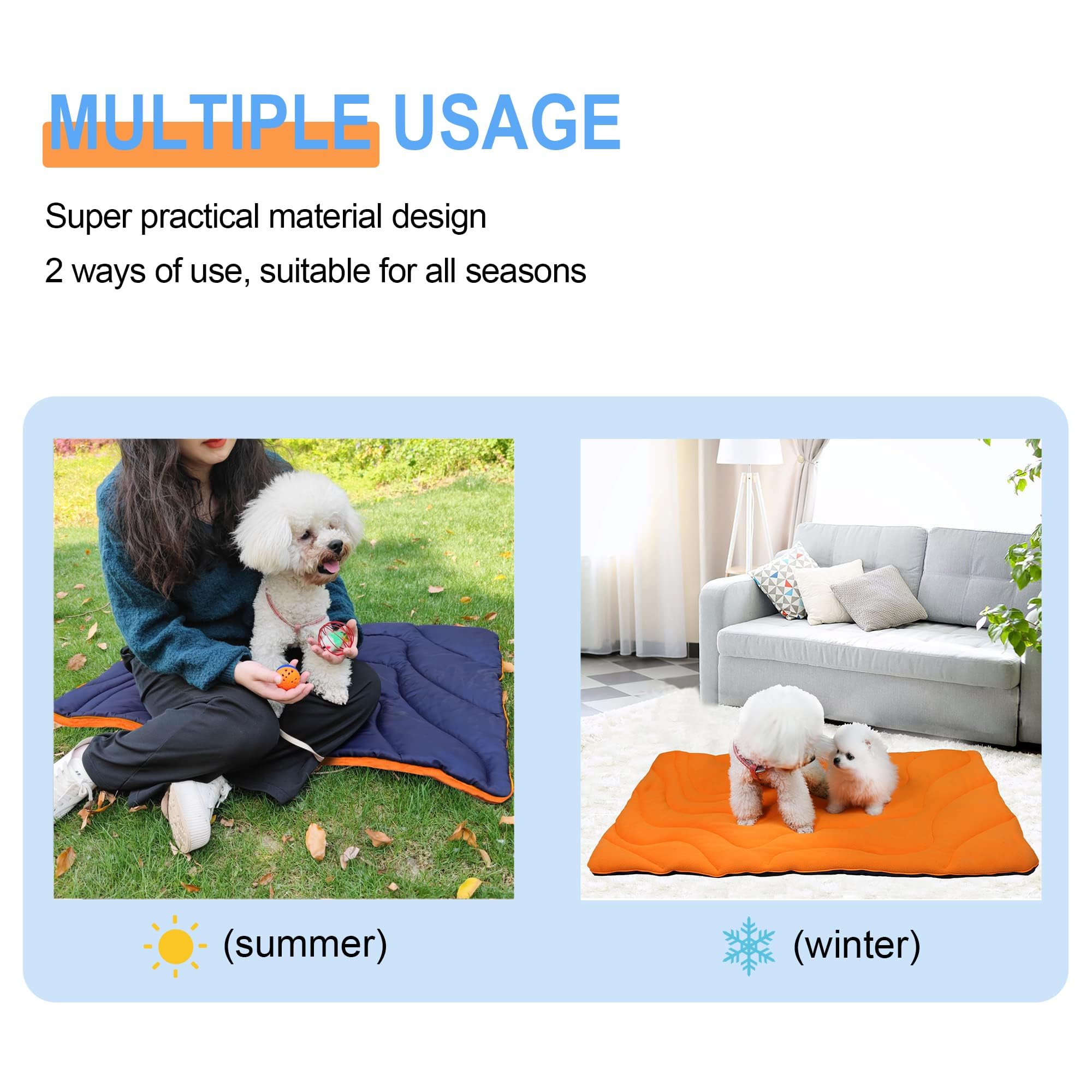 Waterproof Washable Portable Outdoor Dog Mat - Large Roll Up Travel Camping Pet Bed for Dogs - Perfect for Hiking, Beach Trips & Backyard Relaxation