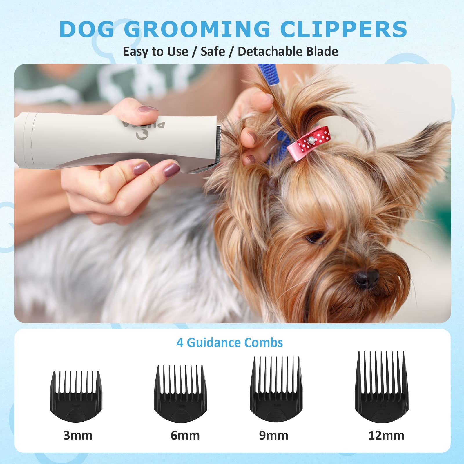 6 in 1 Dog Grooming Kit with 12000Pa Pet Vacuum Cleaner - Low Noise Hair Remover, Nail Grinder & Trimmers for Dogs - Large Capacity Dustbin - Perfect for Home Pet Grooming & Shedding Control