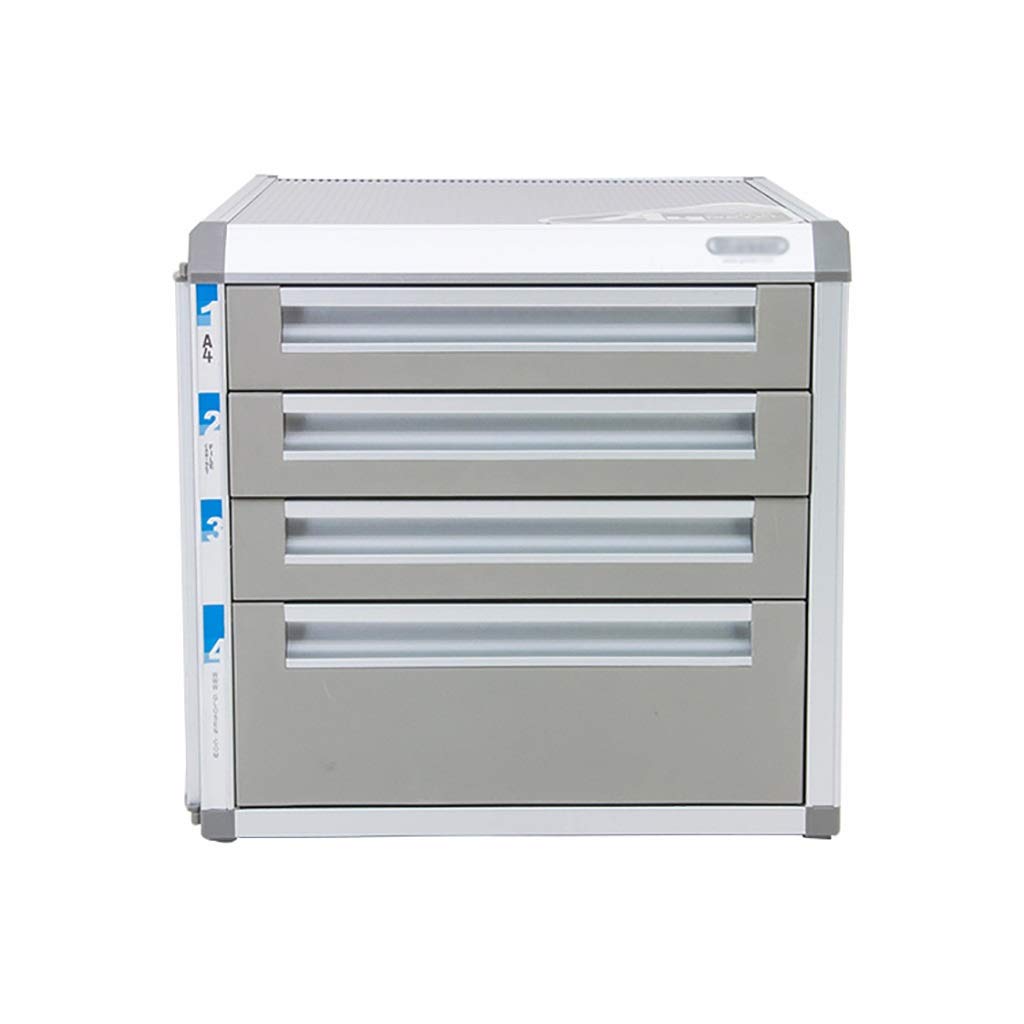 4-Layer Aluminum Alloy Locking File Cabinet - Secure Desktop Document Organizer for Office, Home & School Use | Durable Drawer Storage for Files, Folders & Stationery