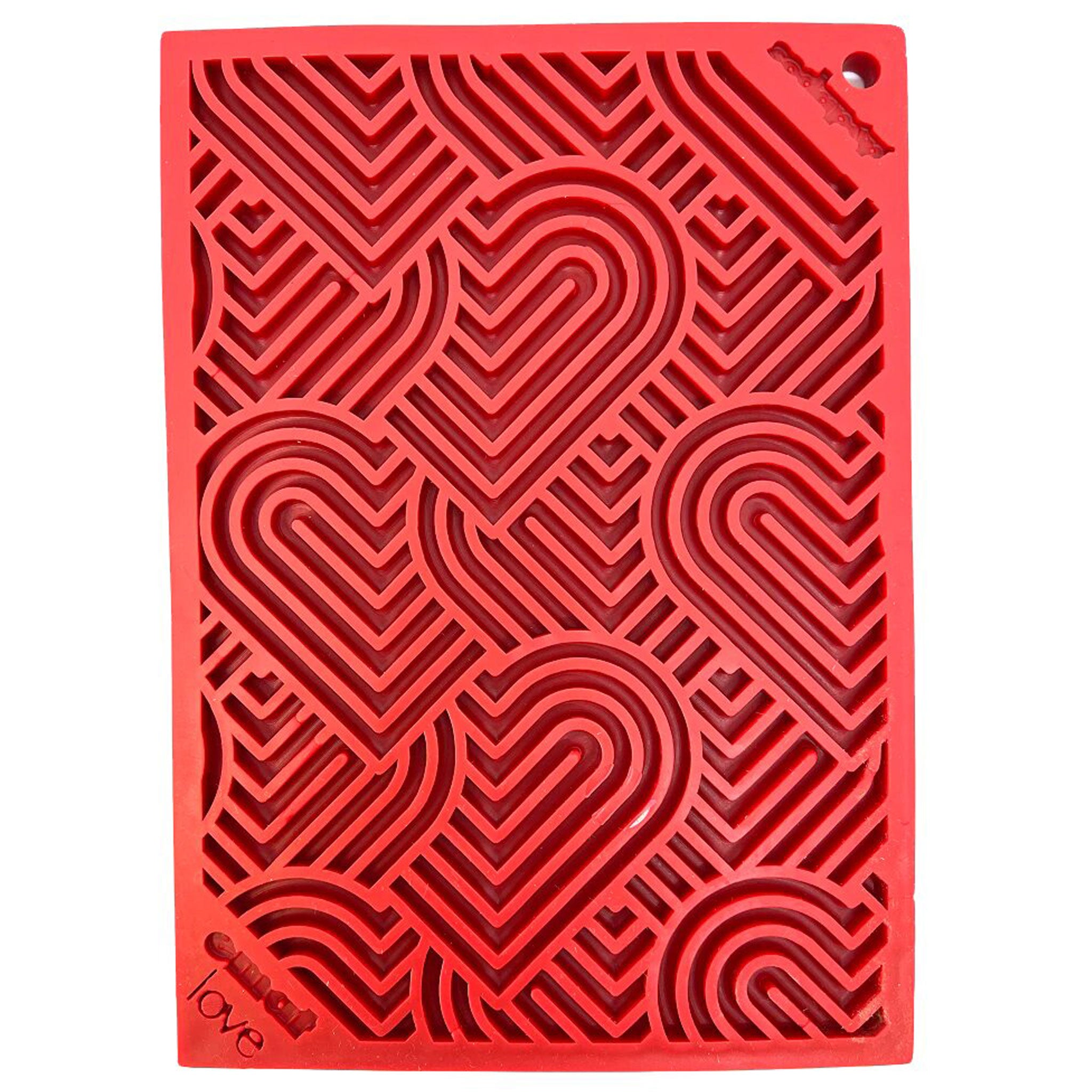SodaPup Red Hearts Licking Mat for Dogs - Small Slow Feeder & Anxiety Relief - Perfect for Bath Time, Grooming, and Training Sessions