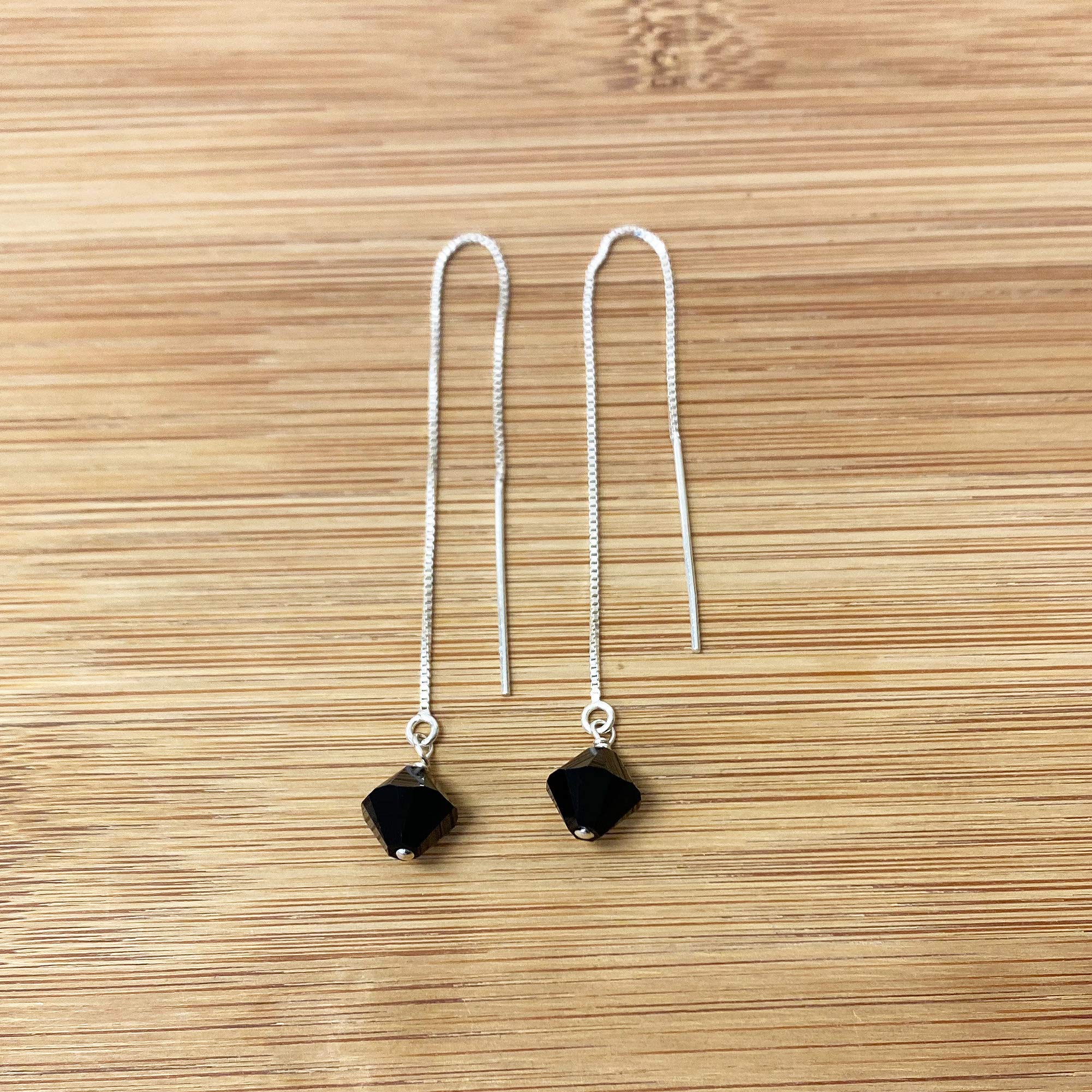 925 Silver Threader Drop Earrings with Crystals for Party & Wedding