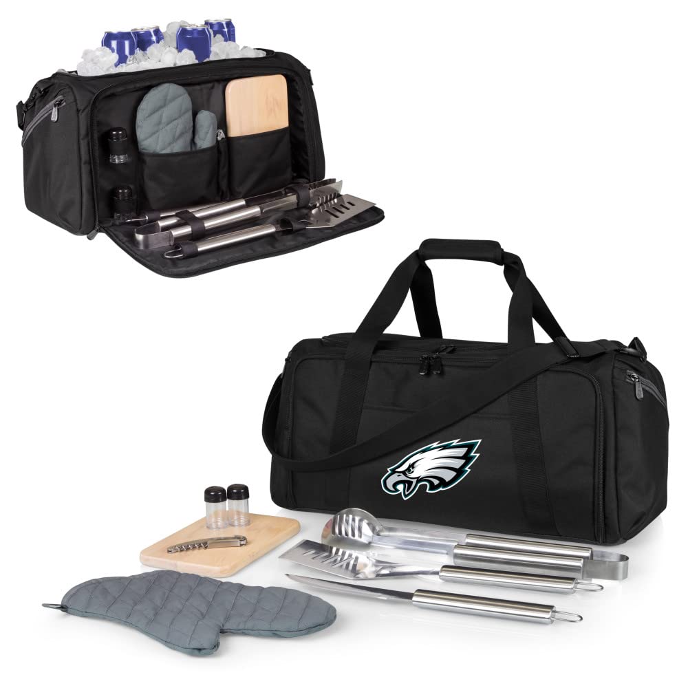 NFL BBQ Kit & Cooler Tote Set - Premium Barbecue and Picnic Accessories for Outdoor Grilling, Tailgating & Camping - Perfect for Game Day Parties and Backyard Cookouts