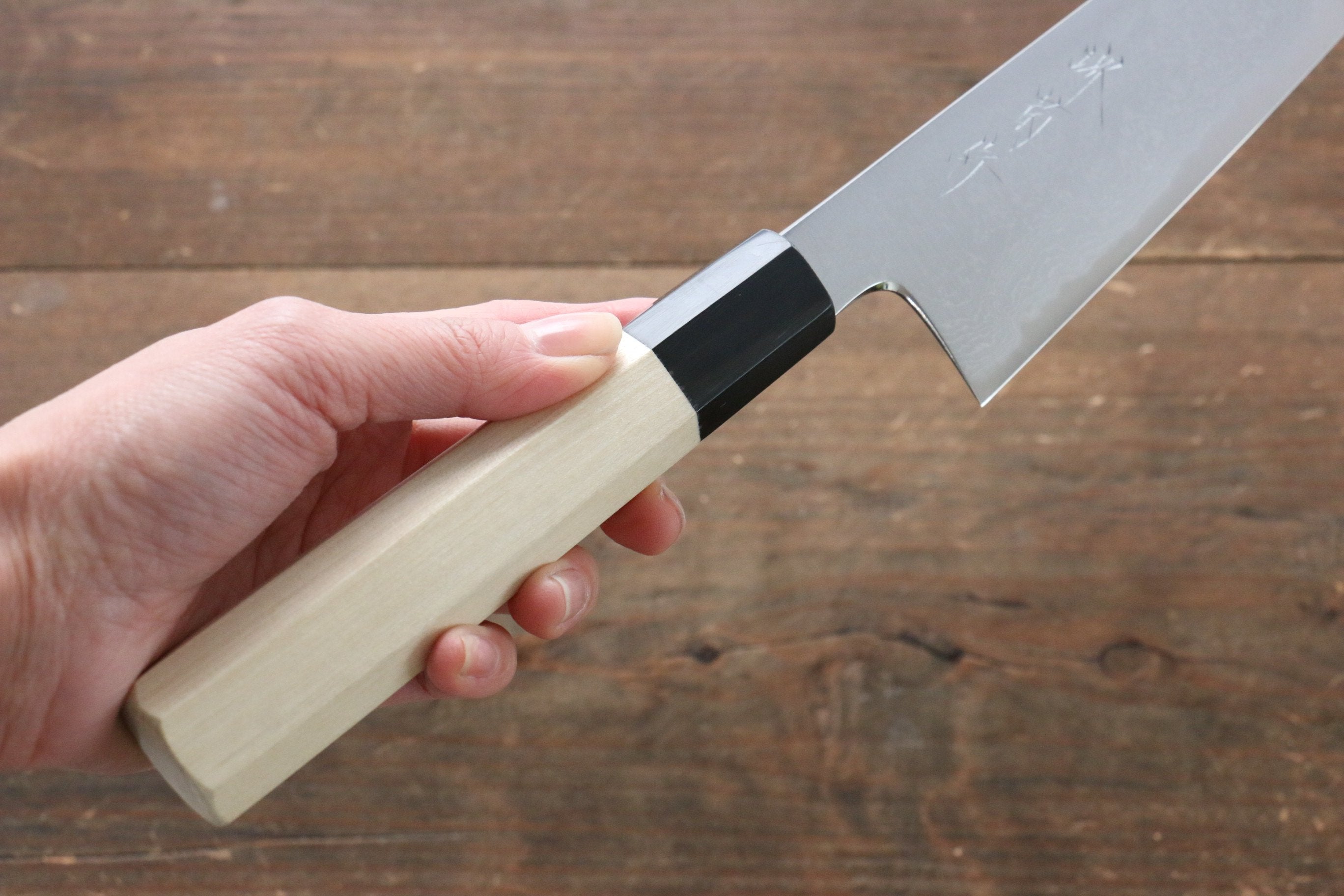 Premium Kikumori Blue Steel No.1 Damascus Gyuto Chef Knife 210mm - Japanese Magnolia Wood Handle - Perfect for Sushi, Meat Slicing & Professional Kitchen Use