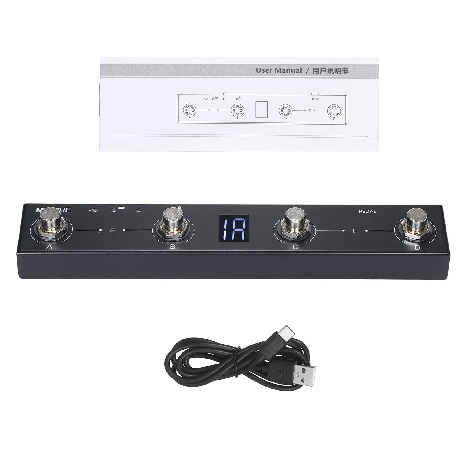 Btuty BT MIDI Foot Controller - Wireless 4-Button Rechargeable MIDI Pedal with APP Control (Chocolate) for Guitar Effects, Music Production & Live Performance