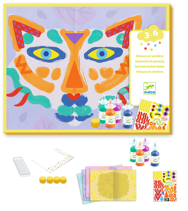 Symmetrical Painting Art Set by Djeco - Creative DIY Mirror Image Art Kit for Kids & Adults - Perfect for Home Decor, Classroom Activities & Gift Giving