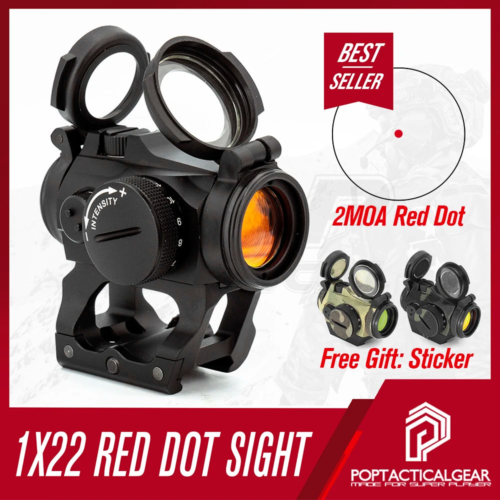 **Tactical AIM 1X22 Red Dot Reflex Sight – 2MOA Compact Rifle Scope for Hunting & Airsoft | Includes Mount | Durable & Precise for Outdoor Shooting & Tactical Use**