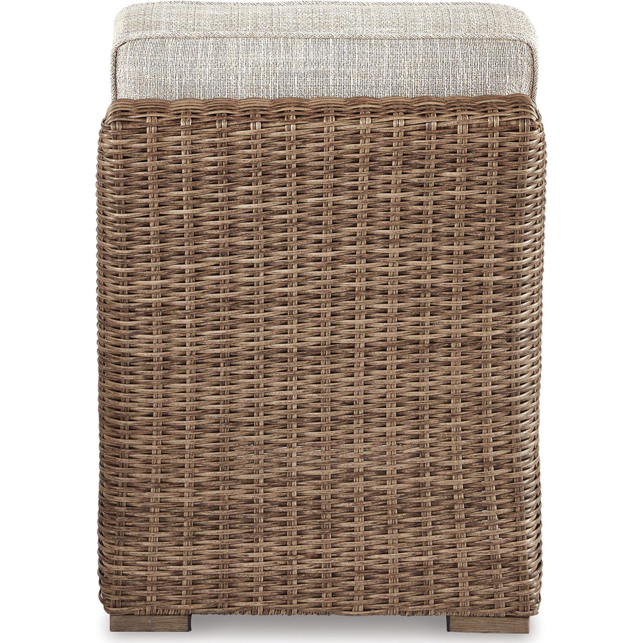 Beachcroft Outdoor Armless Chair with Cushion - White/Beige - Perfect for Patio, Poolside & Garden Relaxation