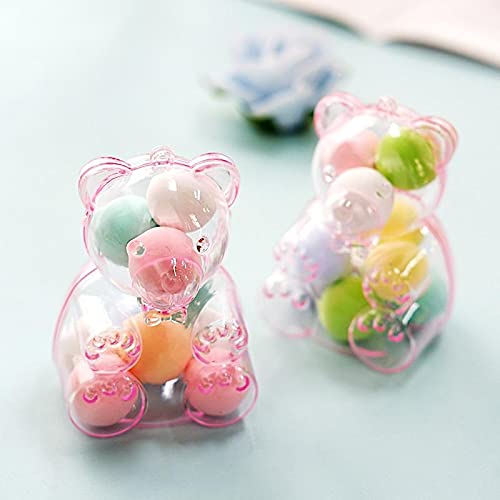 12-Pack Pink Balsa Wood Circle Teddy Bear Favor Holders - 3 Inch Tall Cute Party Decorations for Baby Showers, Weddings & Birthday Parties