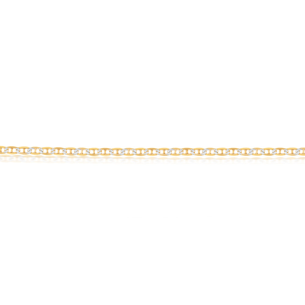 9ct Silver Filled White & Yellow Gold Anchor Chain 45cm - Elegant Jewelry for Women, Perfect for Necklaces & Layering Styles