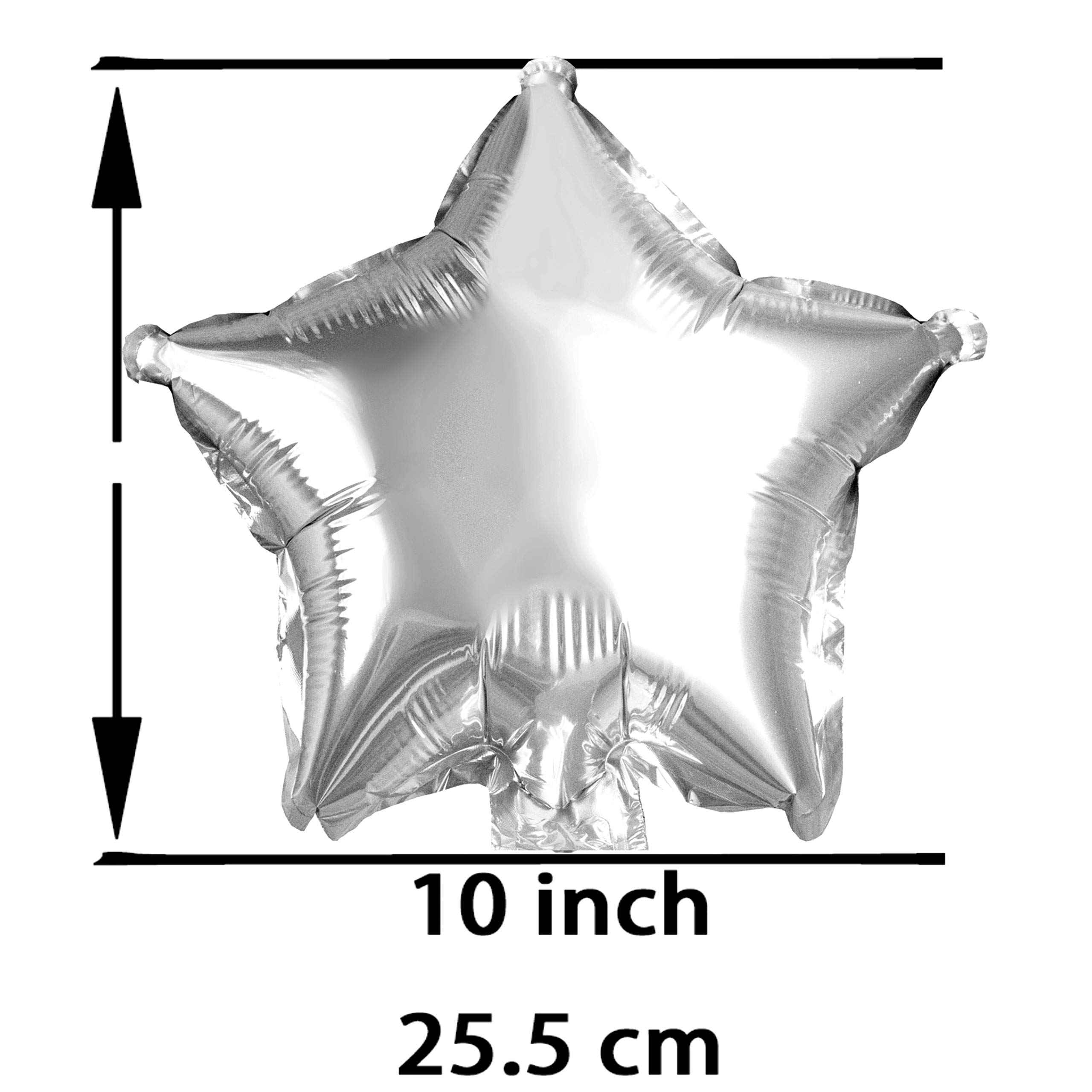 10 Inch Twinkle Little Silver Star Shaped Foil Mylar Balloons - 50 Pack for Space Frozen Wonderland Theme, 1st Birthday, Baby Shower, Wedding, Engagement, Graduation Party Decorations - Perfect for Helium Balloon Arches, Ceiling Decor & Party Favors
