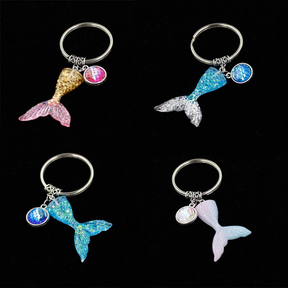 Healifty 5 Pack Glitter Animal Keychains for Kids & Women - Cute Fish Tail Key Rings for Backpacks, Handbags, School Bags and Purses - Perfect Gift for Girls and Teens